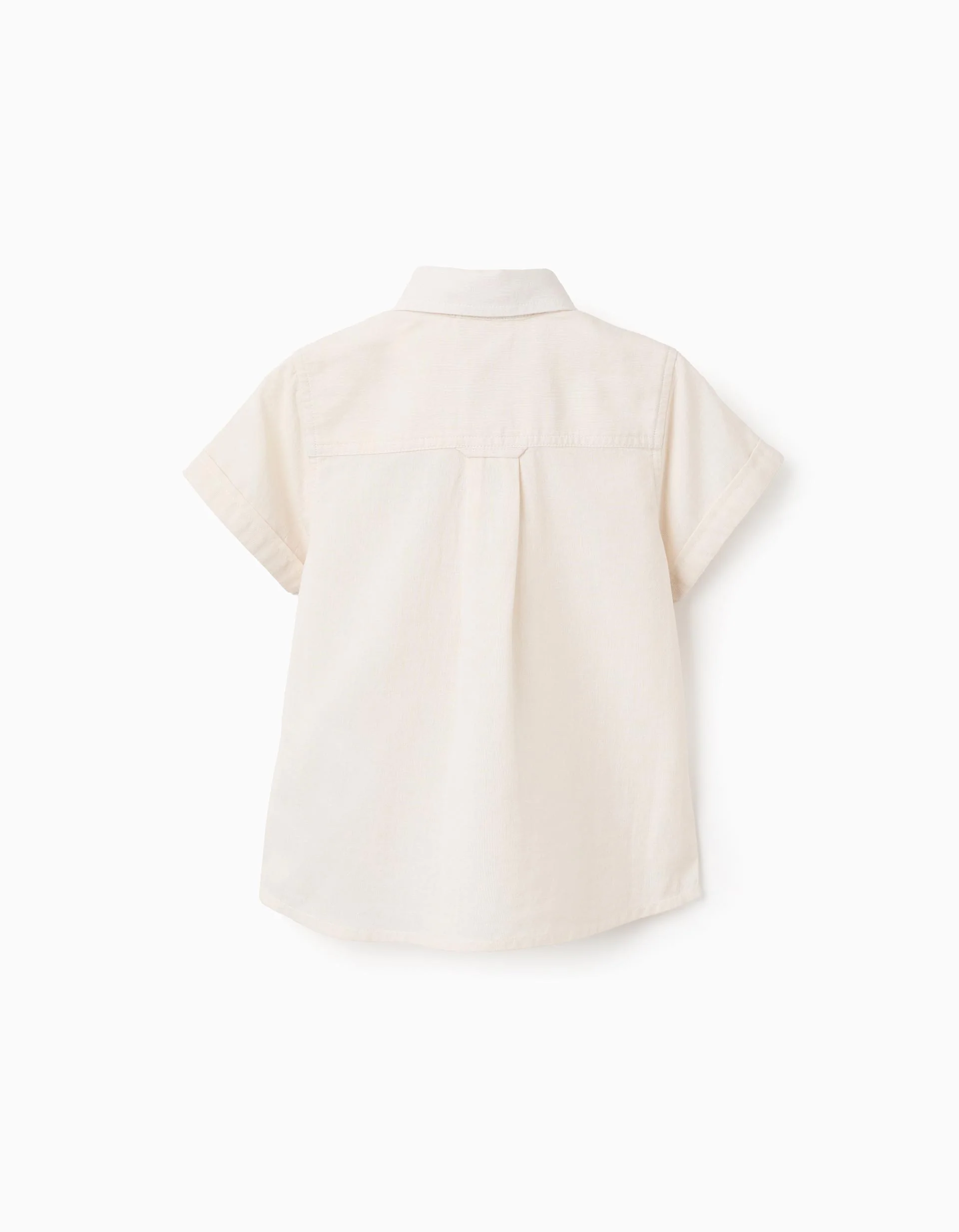Short Sleeve Plain Cotton Shirt for Baby Boys, Beige