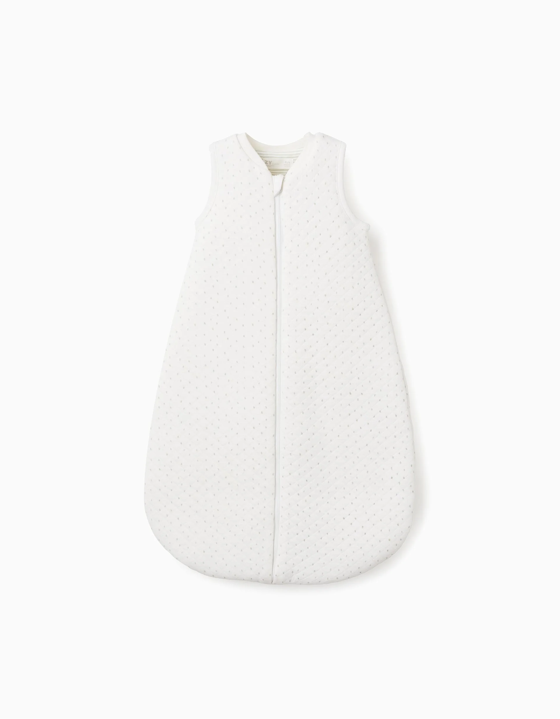 Quilted sleeping bag with 2.0 TOG for newborns, white/green