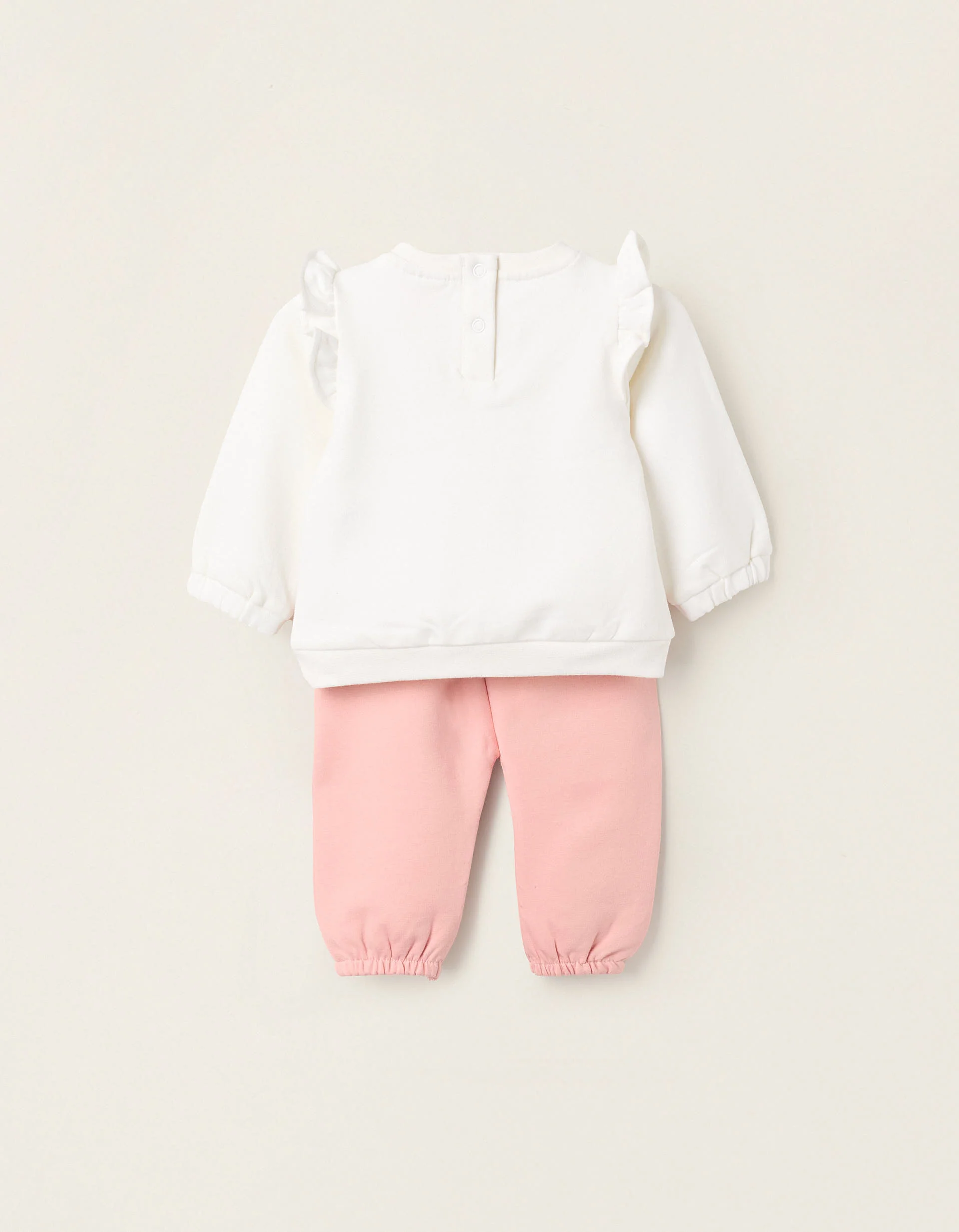 Brushed Sweatshirt + Trousers for Newborns 'Winnie', White/Pink