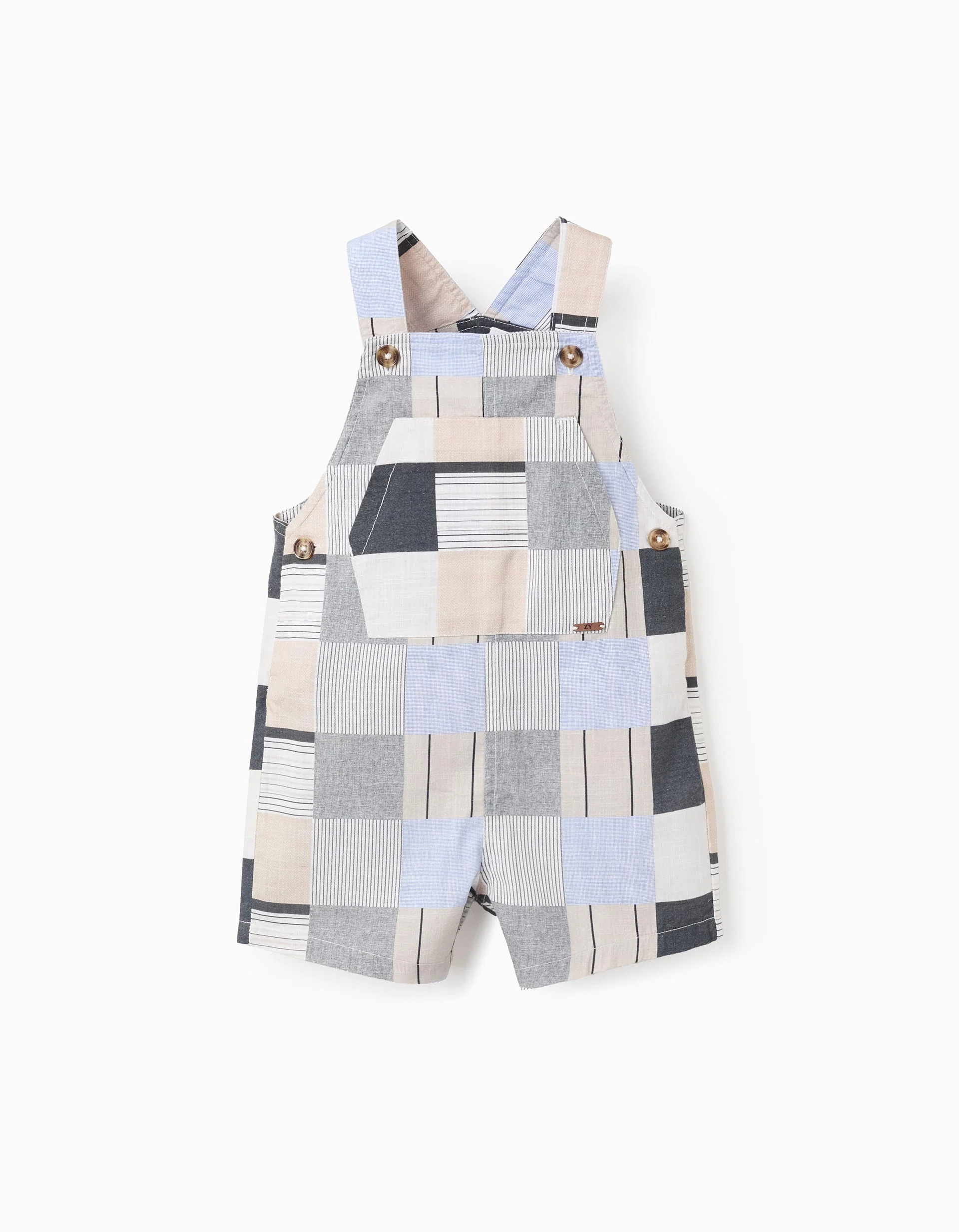 Cotton Dungarees with Motif for Baby Boys 'B&S', Multicolour