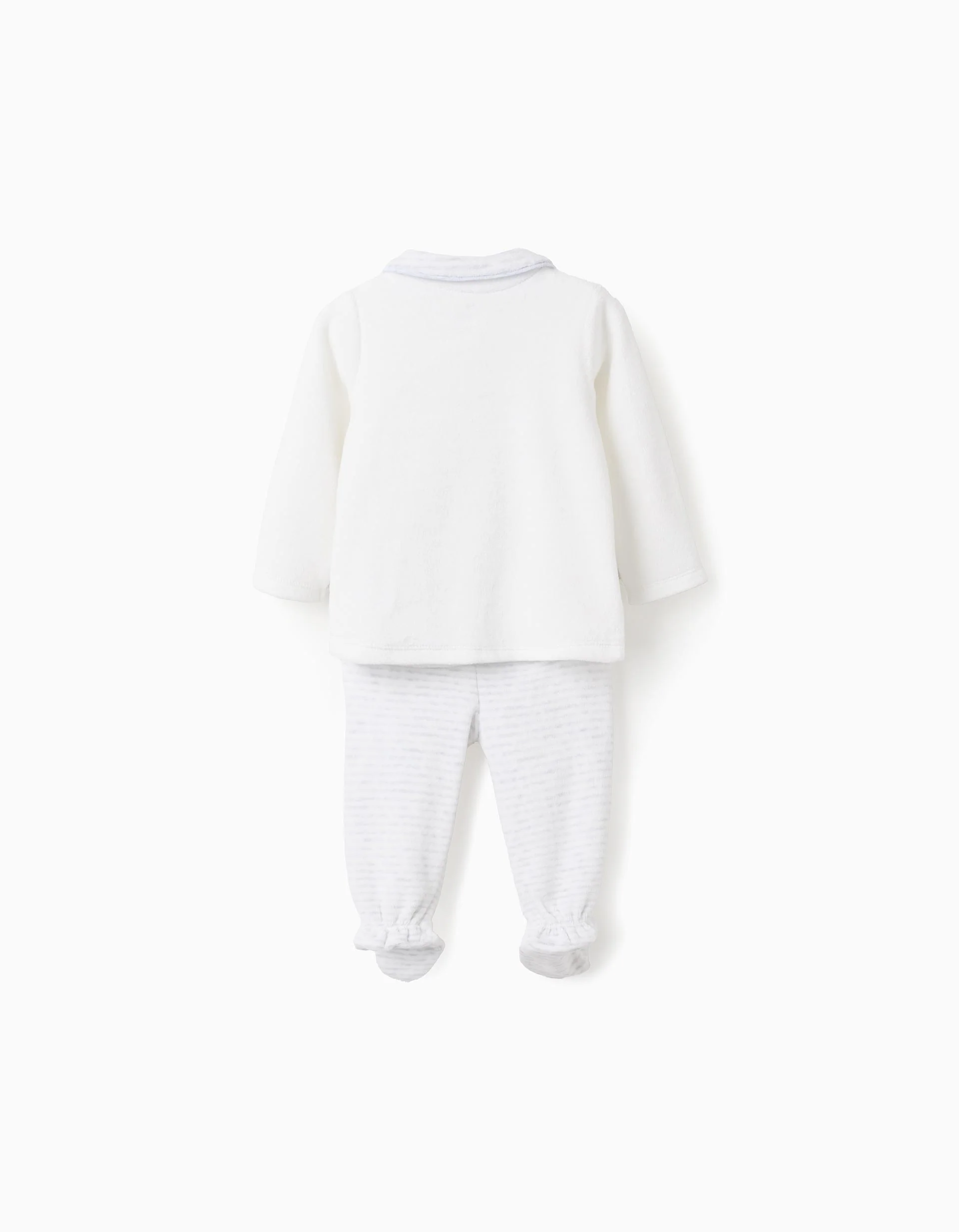 Velour Sweatshirt + Trousers for Newborns 'Cloud', White/Grey