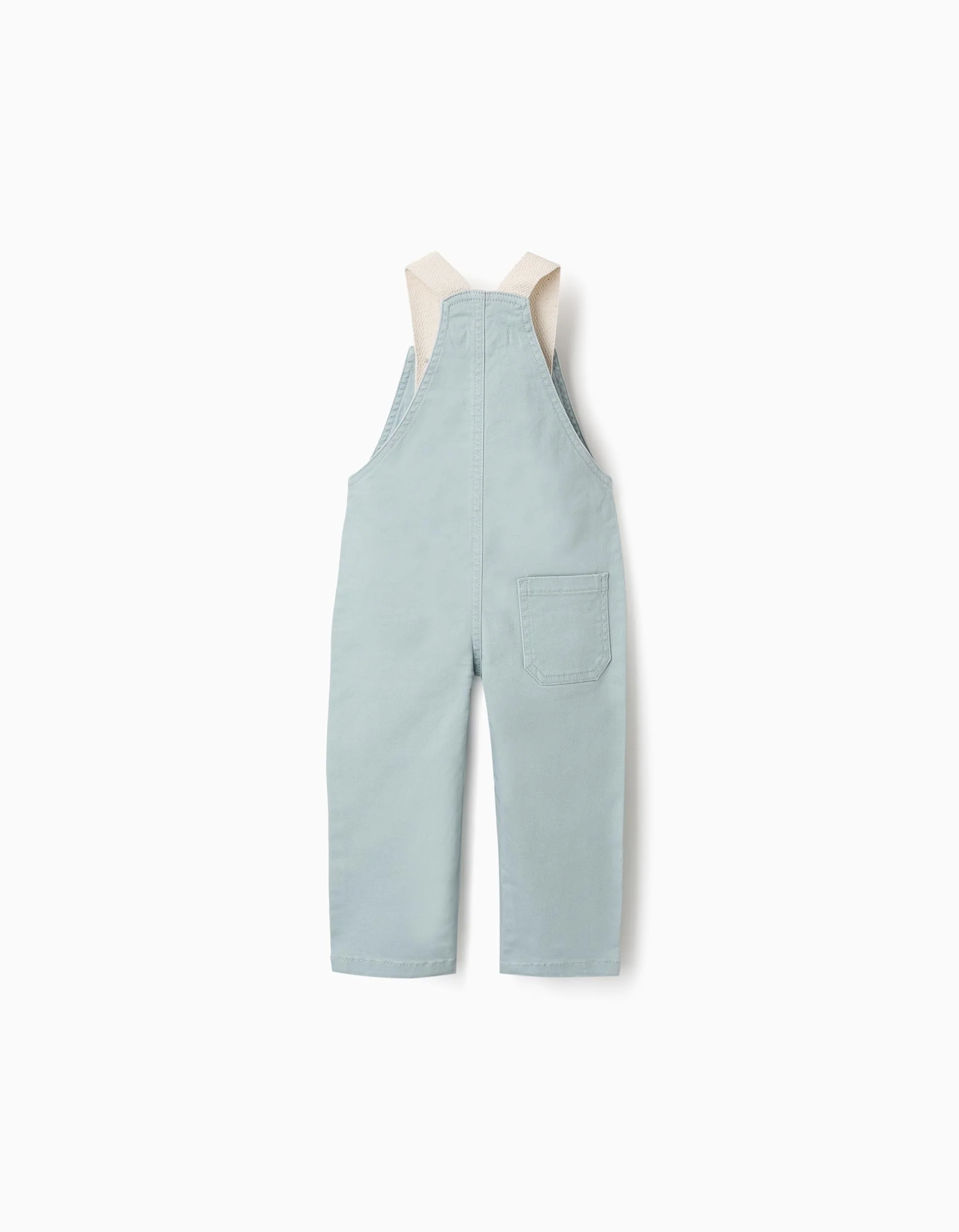 Twill dungarees with adjustable straps for baby boys, light green
