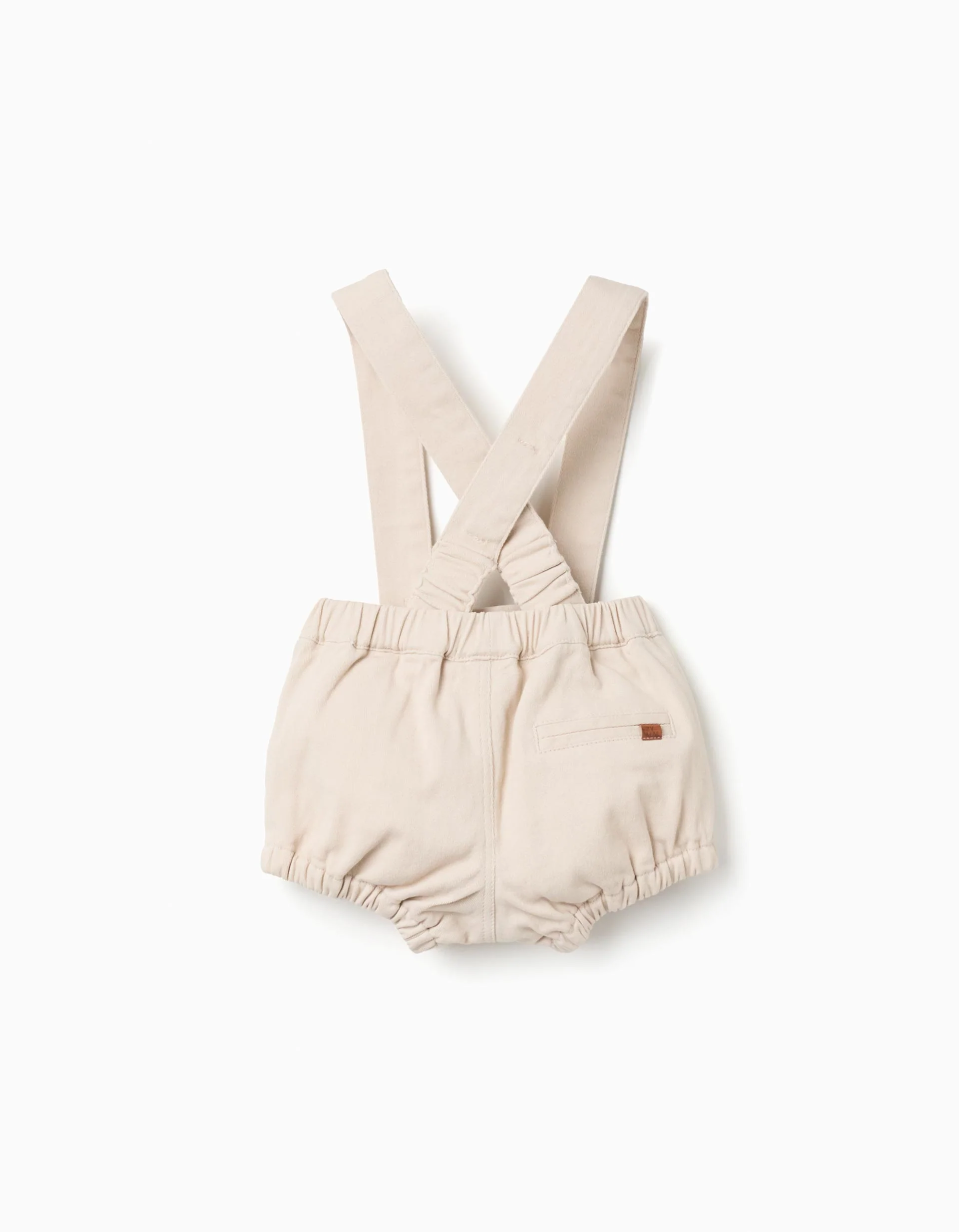Twill Shorts with Removable Straps for Newborn Boys, Beige