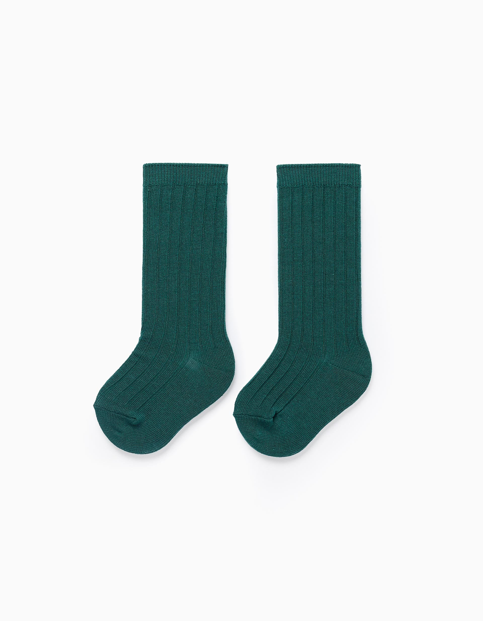 Ribbed High Socks for Baby Boys, Dark Green