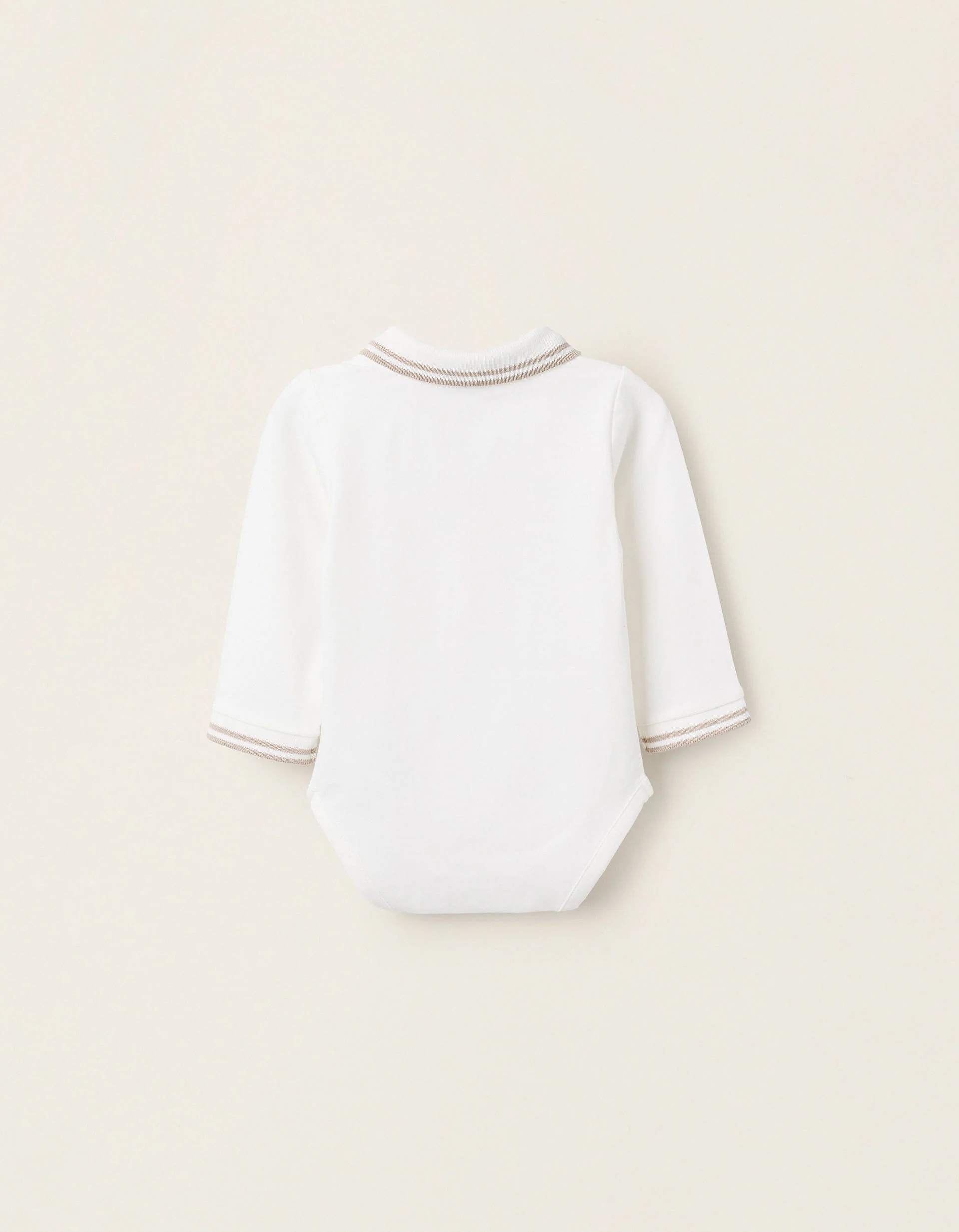 Polo Bodysuit for Newborns 'Fair Isle', White/Beige