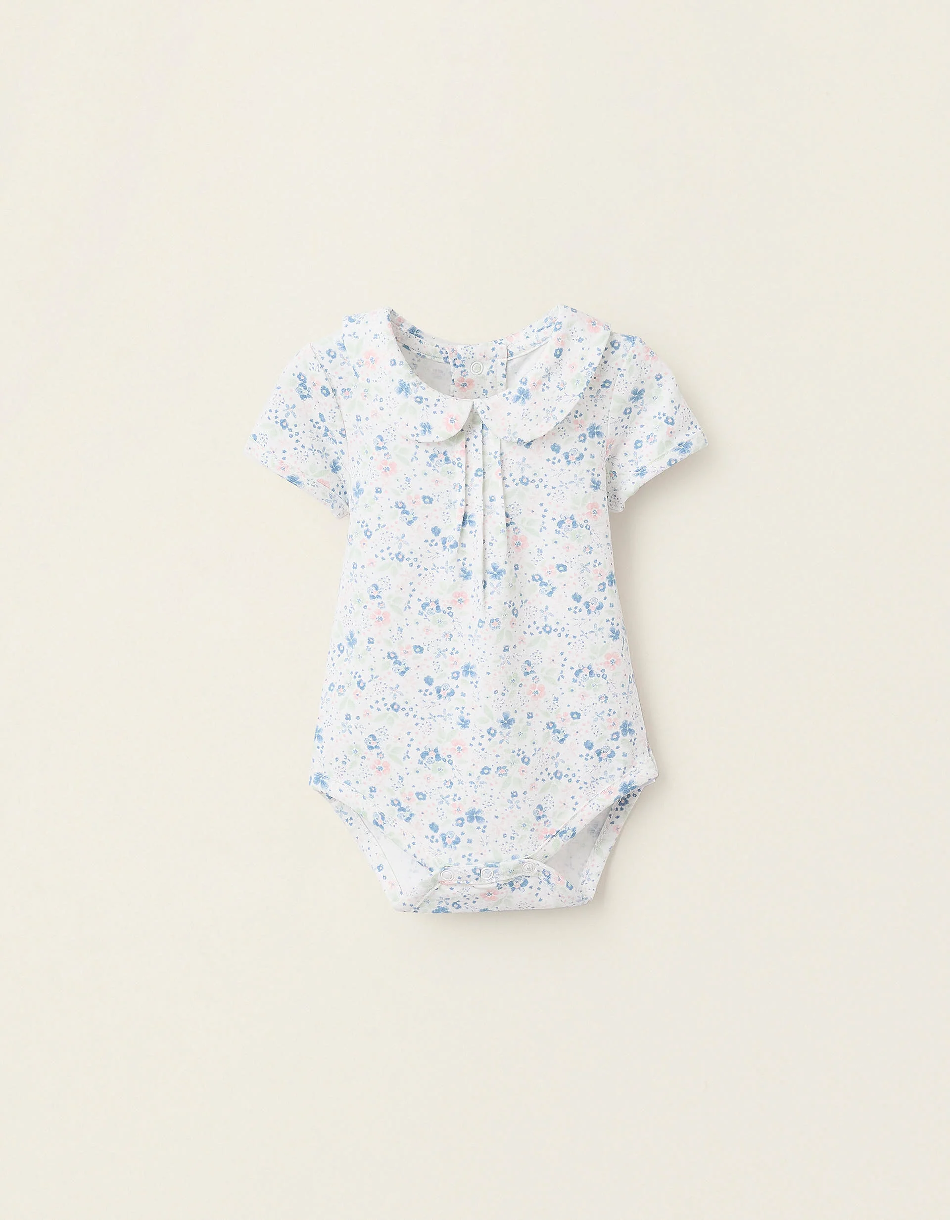 Floral Bodysuit for Newborn Girls, White/Blue/Green/Pink