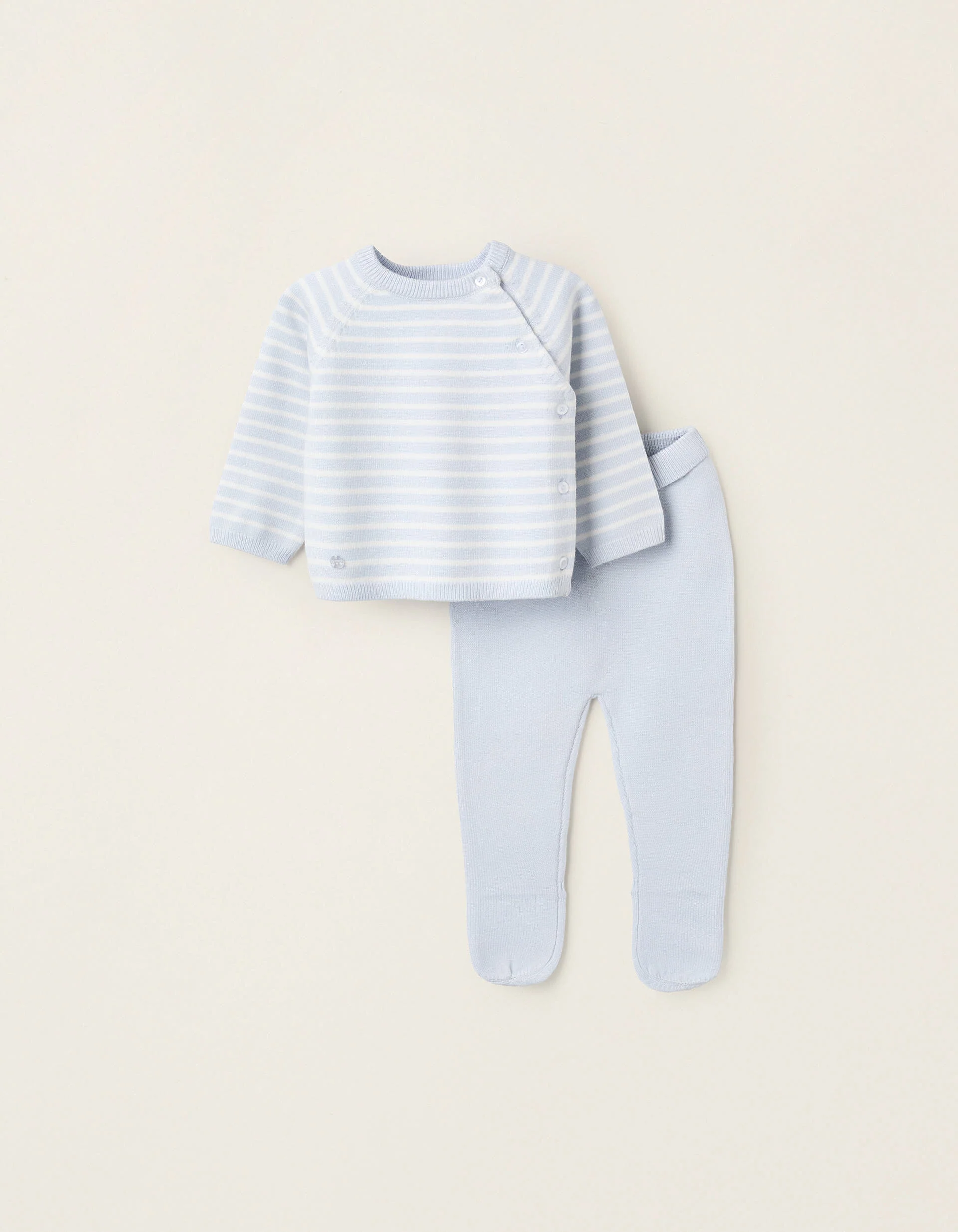 Striped Knitted Set for Newborn Boys, Blue