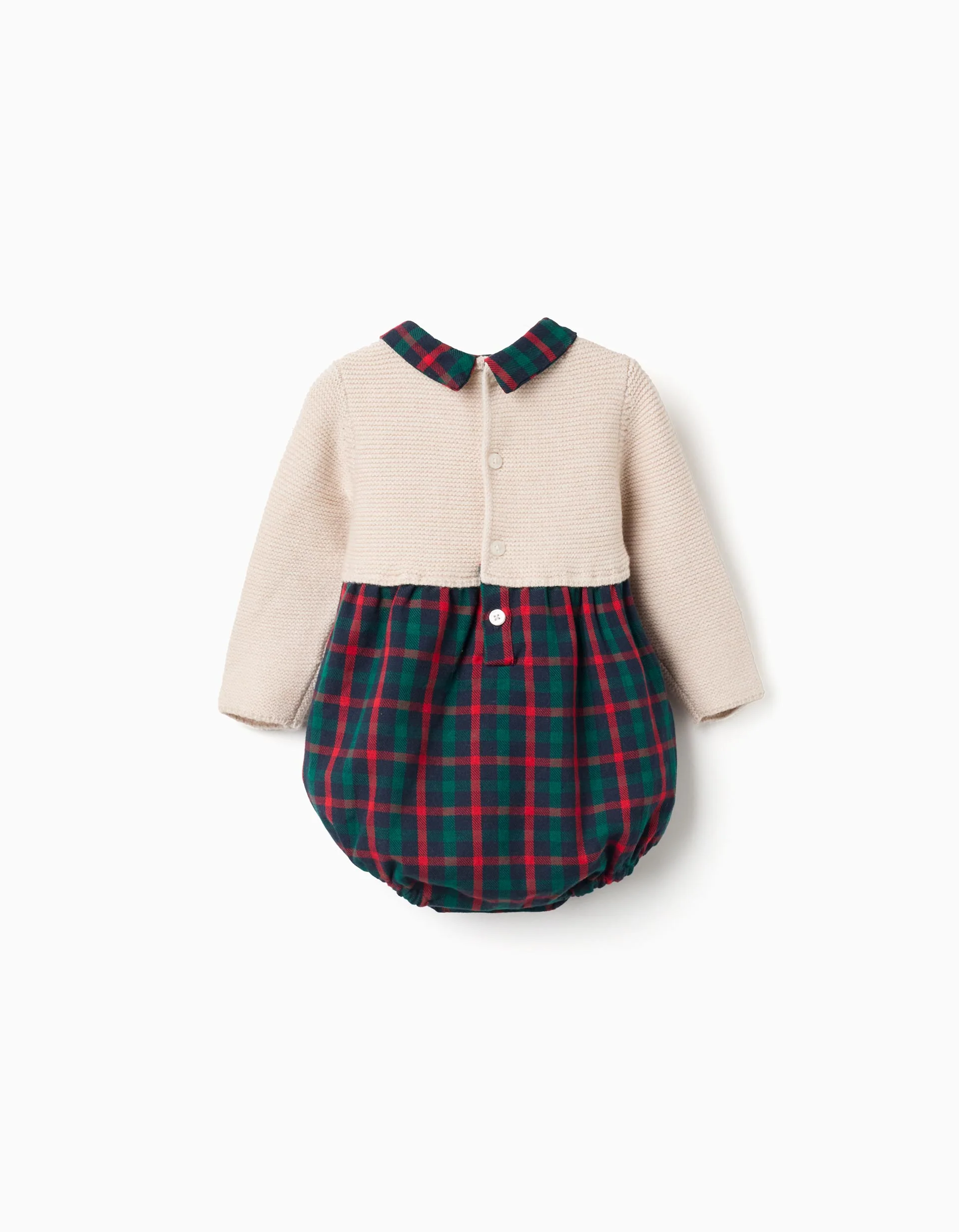 Dual-fabric jumpsuit with check pattern You&Me for newborn boys, multicolour