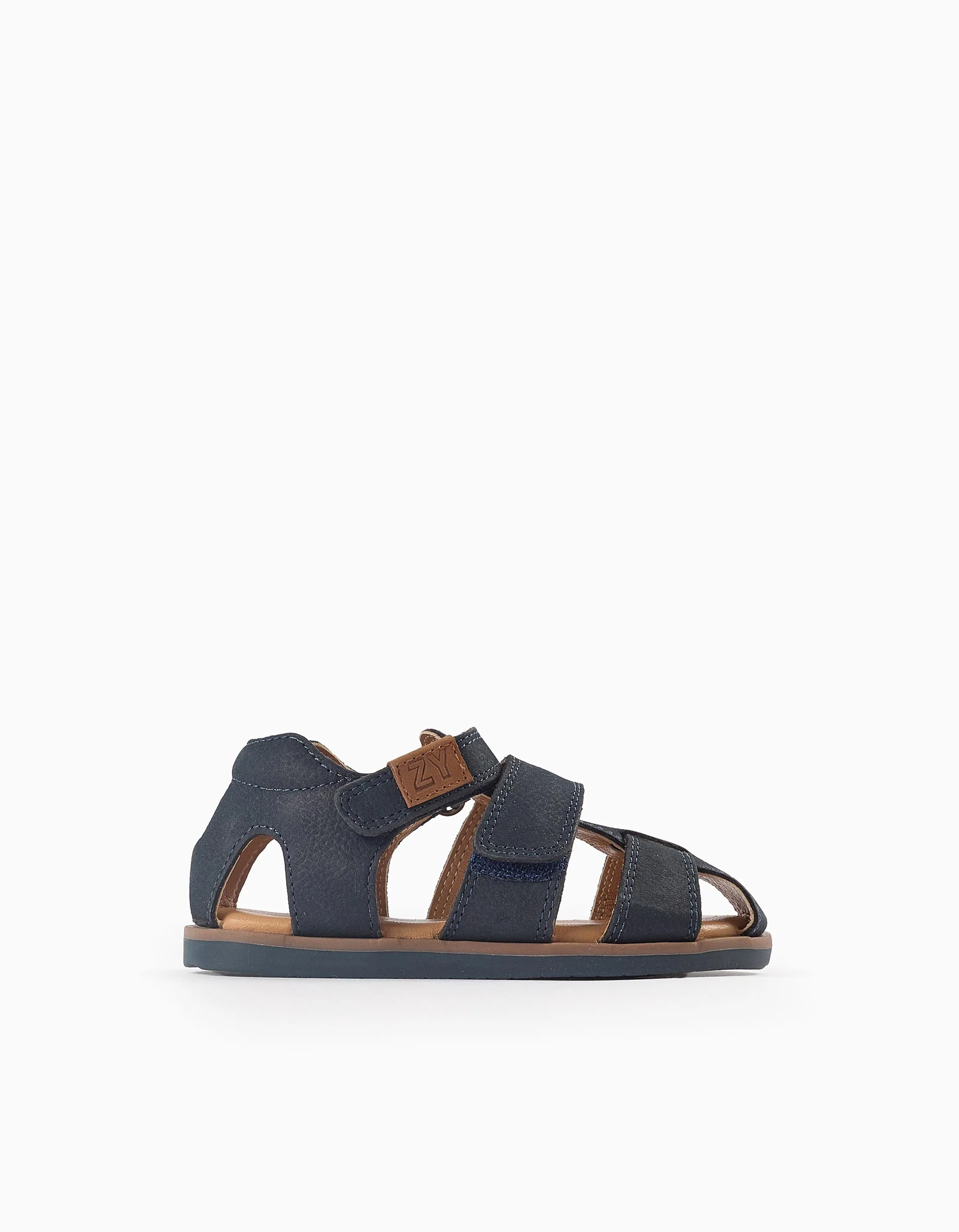 Flexible Leather Sandals for Baby Boys, Dark Blue