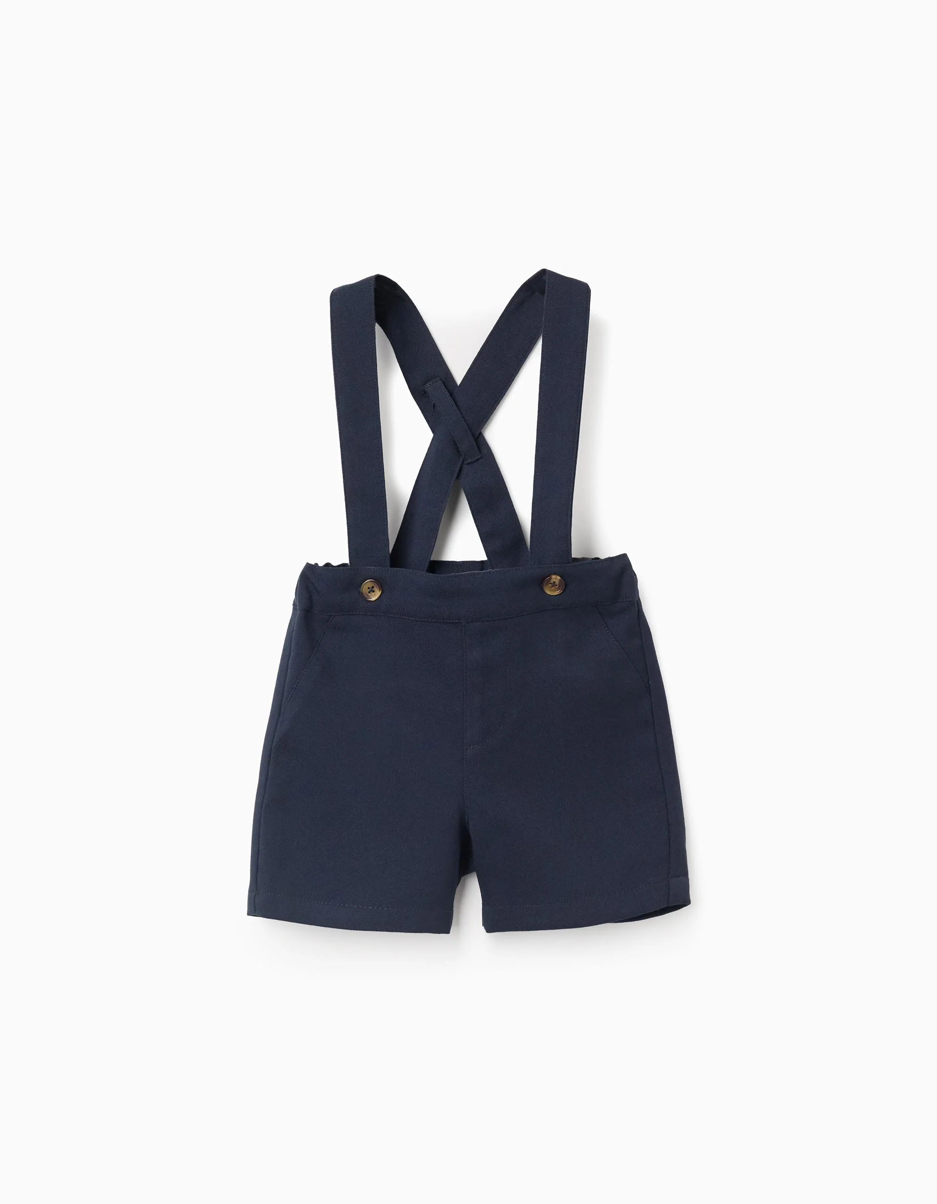 Twill chino shorts with braces You&Me for baby boys, dark blue