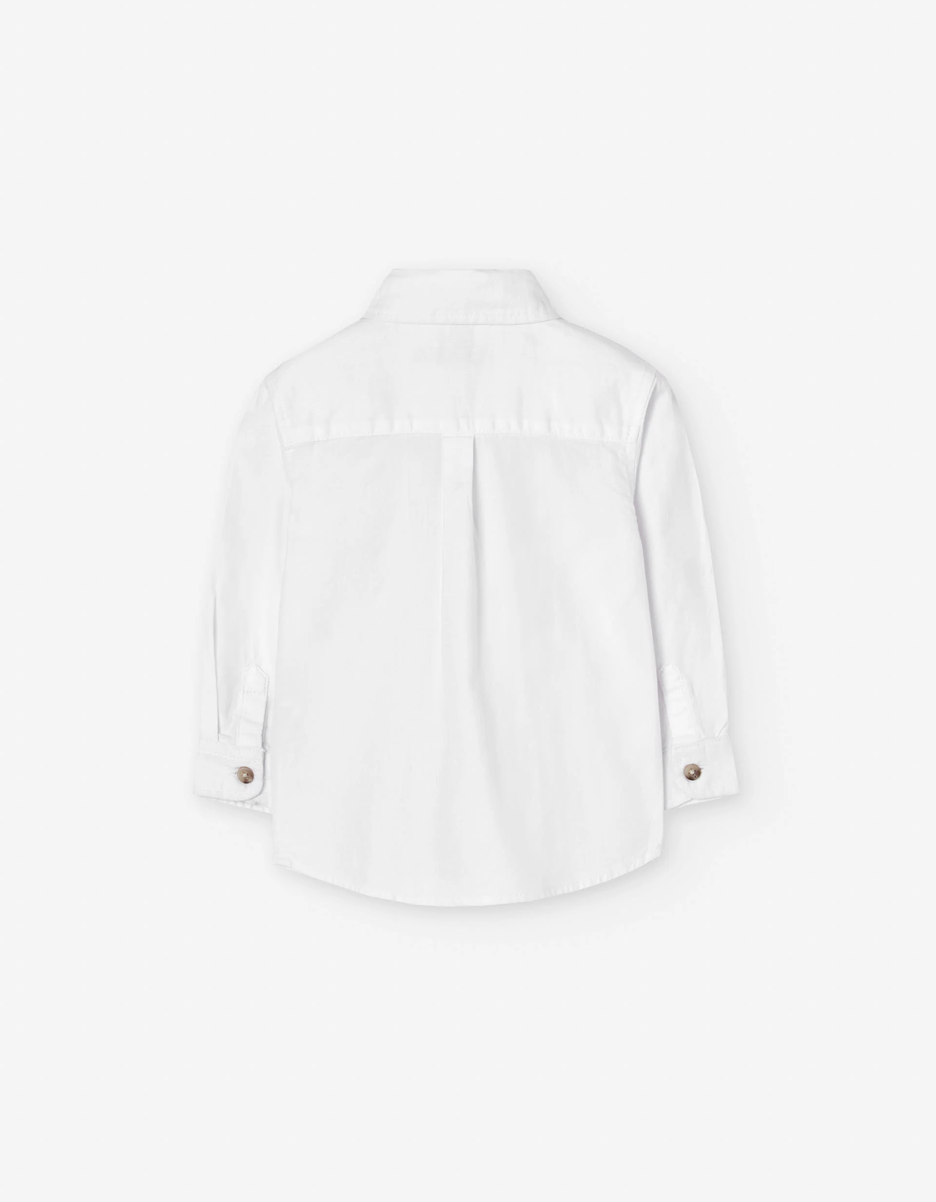 Long sleeve cotton shirt with horn buttons for baby boys, white