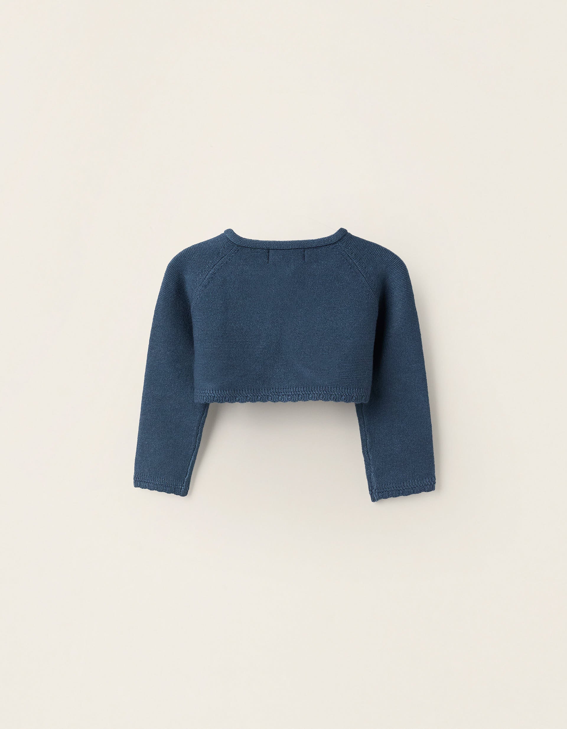 Knitted Bolero with Button for Newborns, Dark Blue