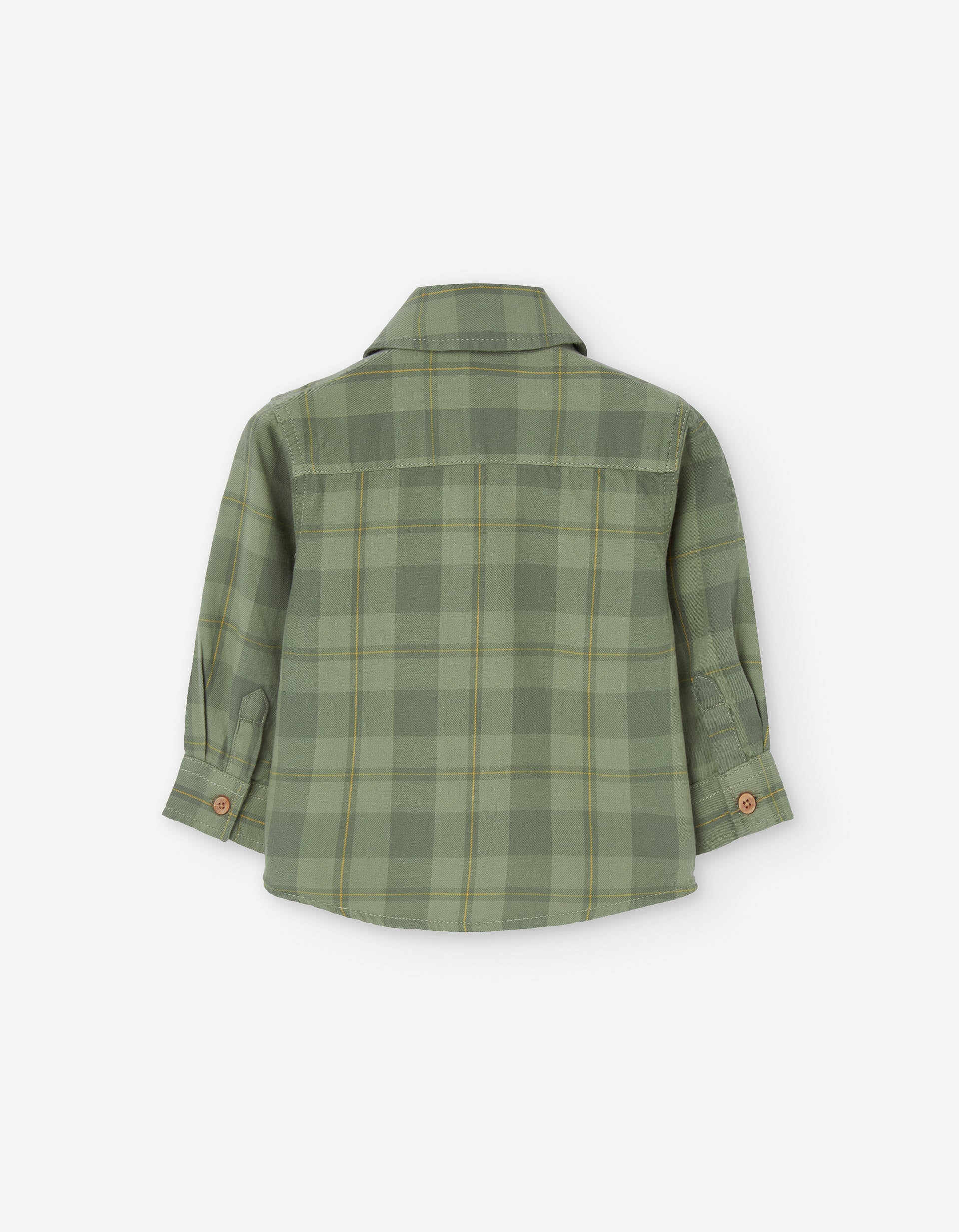 Long sleeve cotton checked shirt for baby boys, green