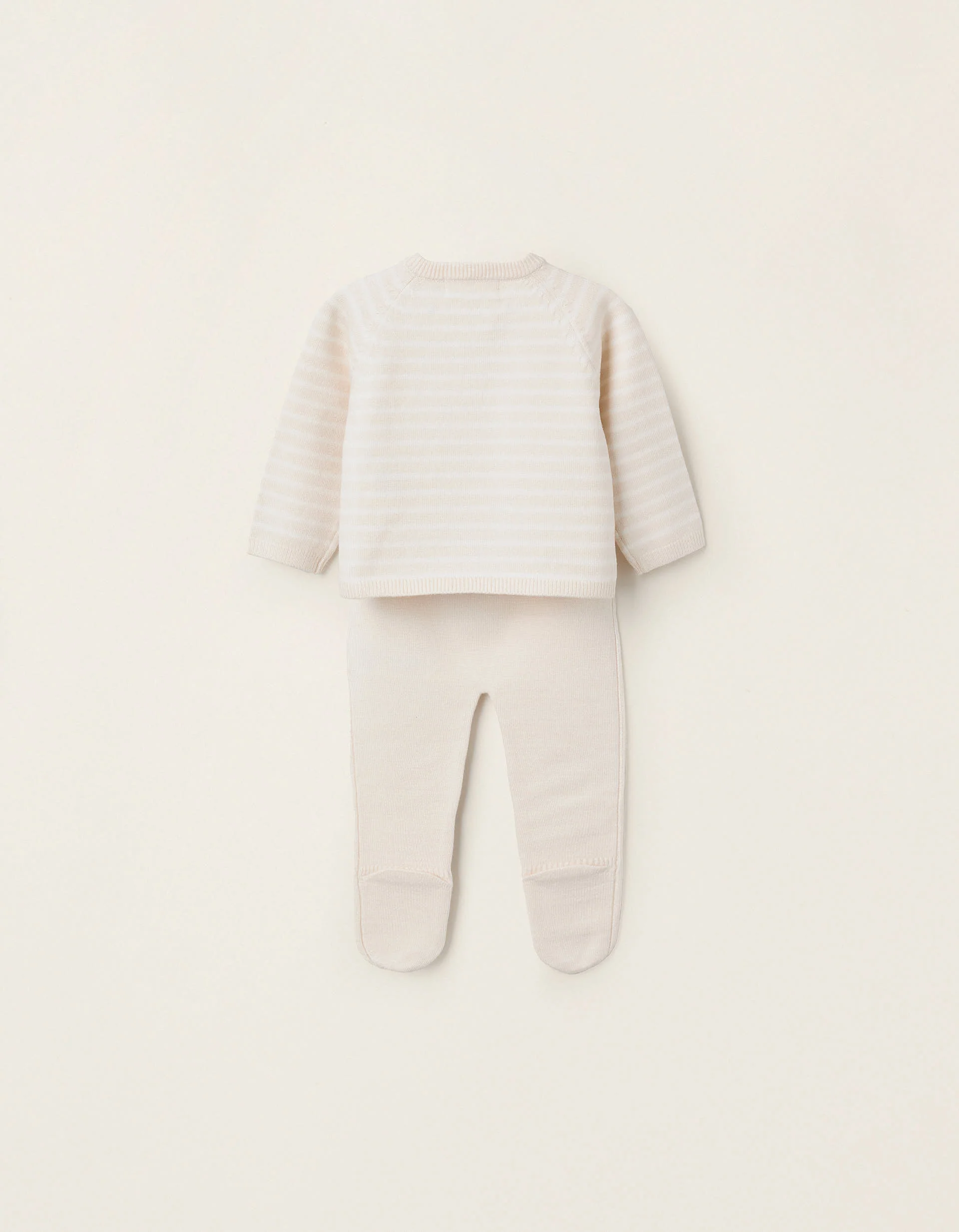 Striped Knitted Set for Newborns, Beige