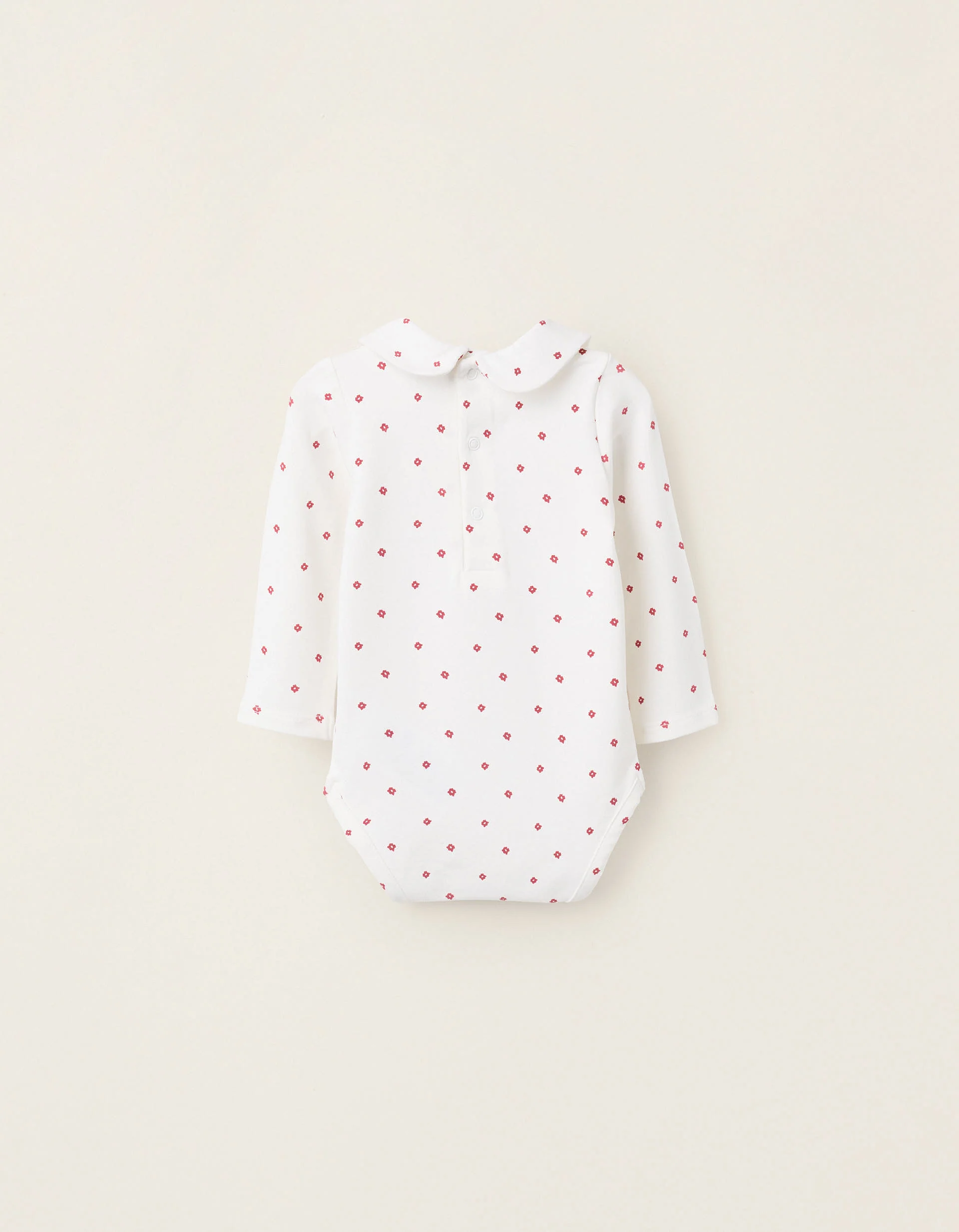 Bodysuit with Pattern and Ruffles for Newborn Girls 'Flowers', White/Red