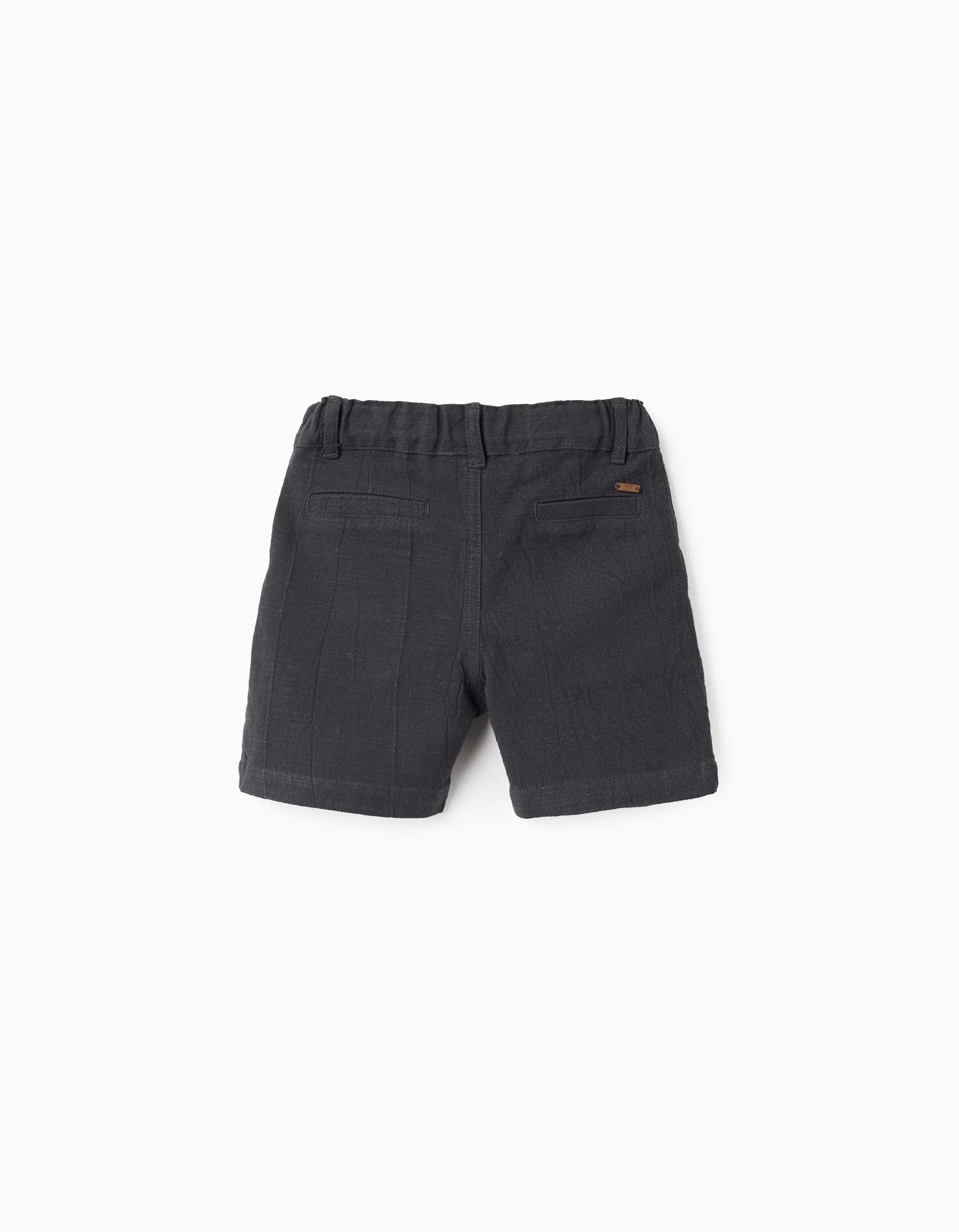 Slub Cotton Shorts for Baby Boys, Dark Grey