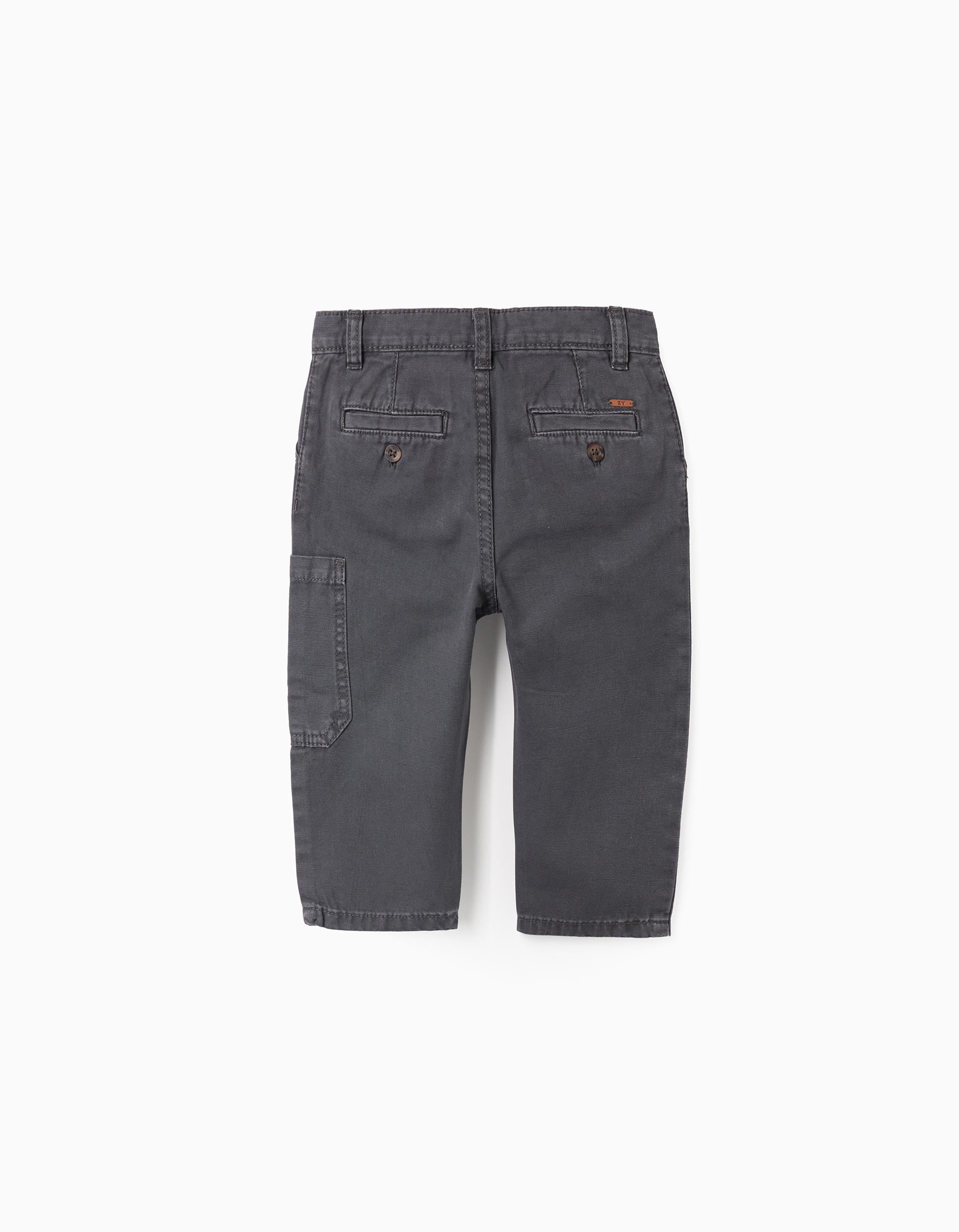 Cotton Cargo Trousers for Baby Boys, Grey