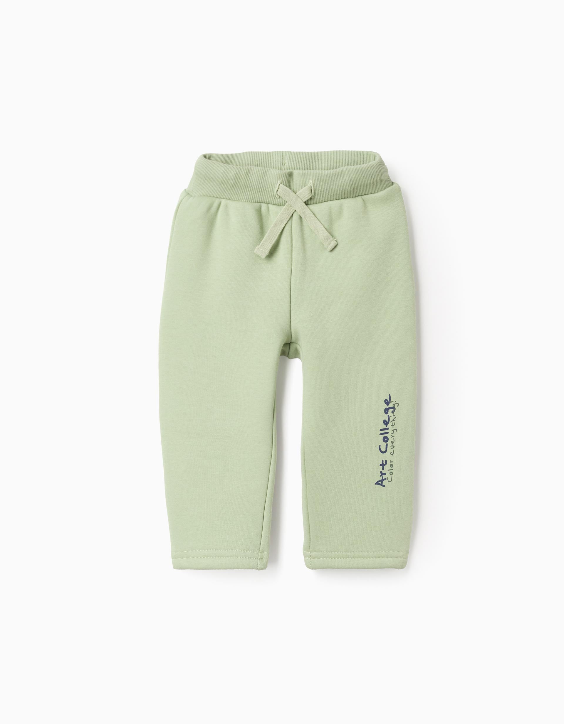 Brushed joggers with print for baby boys, light green