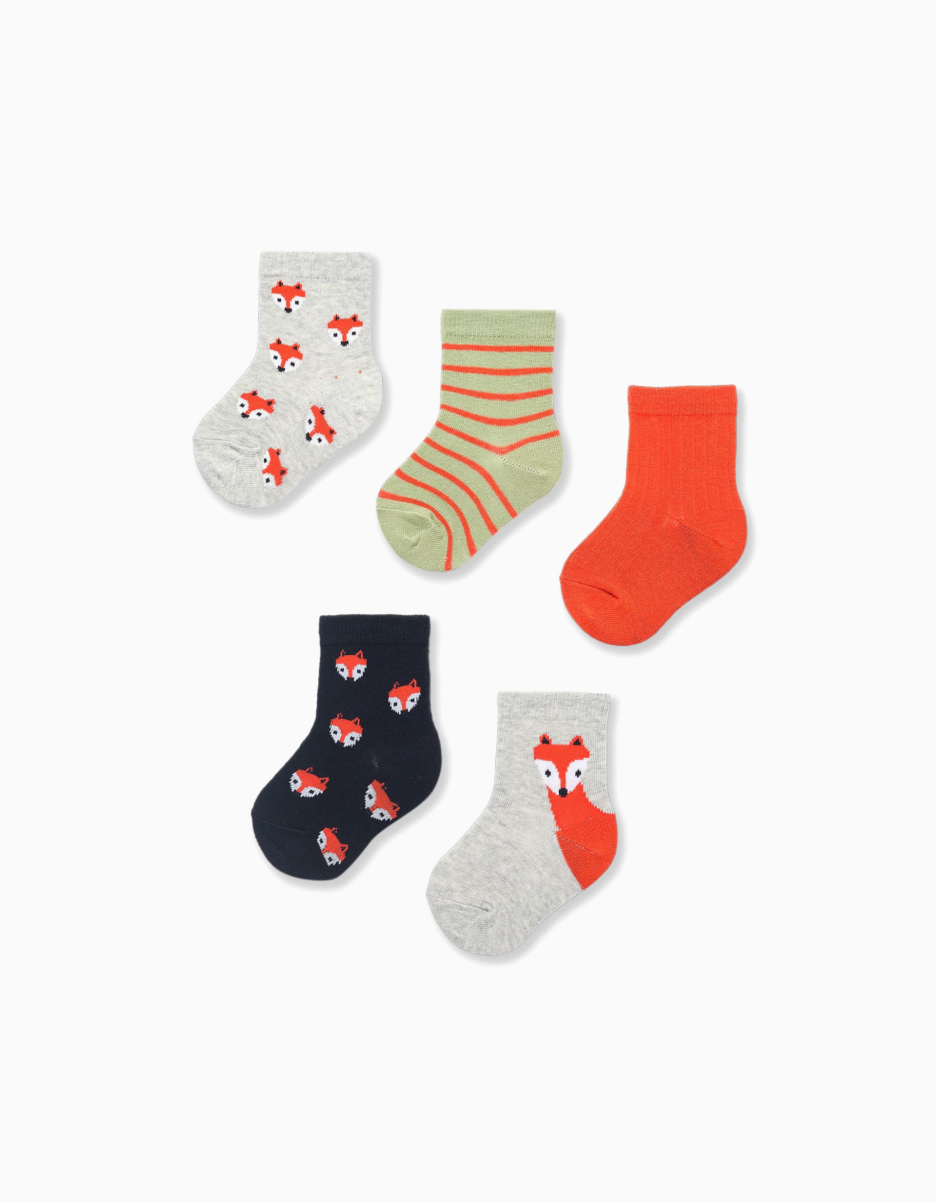 Pack of 5 Pairs of Socks for Boys 'Fox', Multicolour