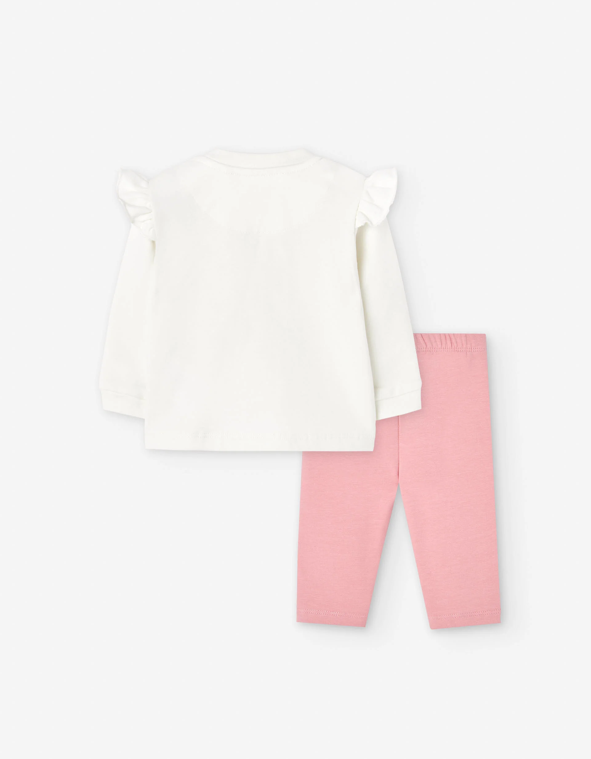 Brushed sweatshirt and trousers for newborn girls, white/pink