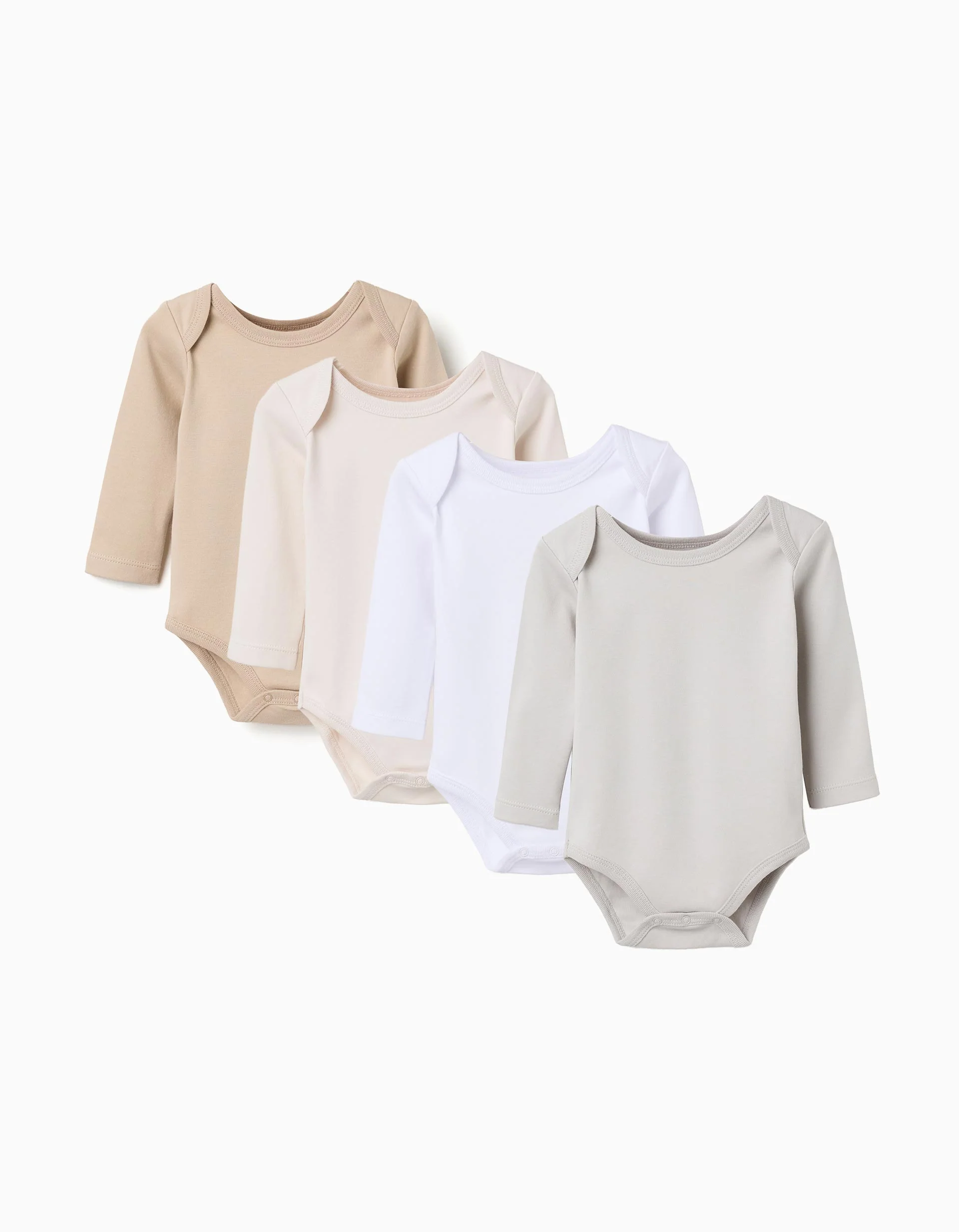 Pack of 4 Cotton Bodysuits for Newborns and Babies 'Pastel', White/Beige