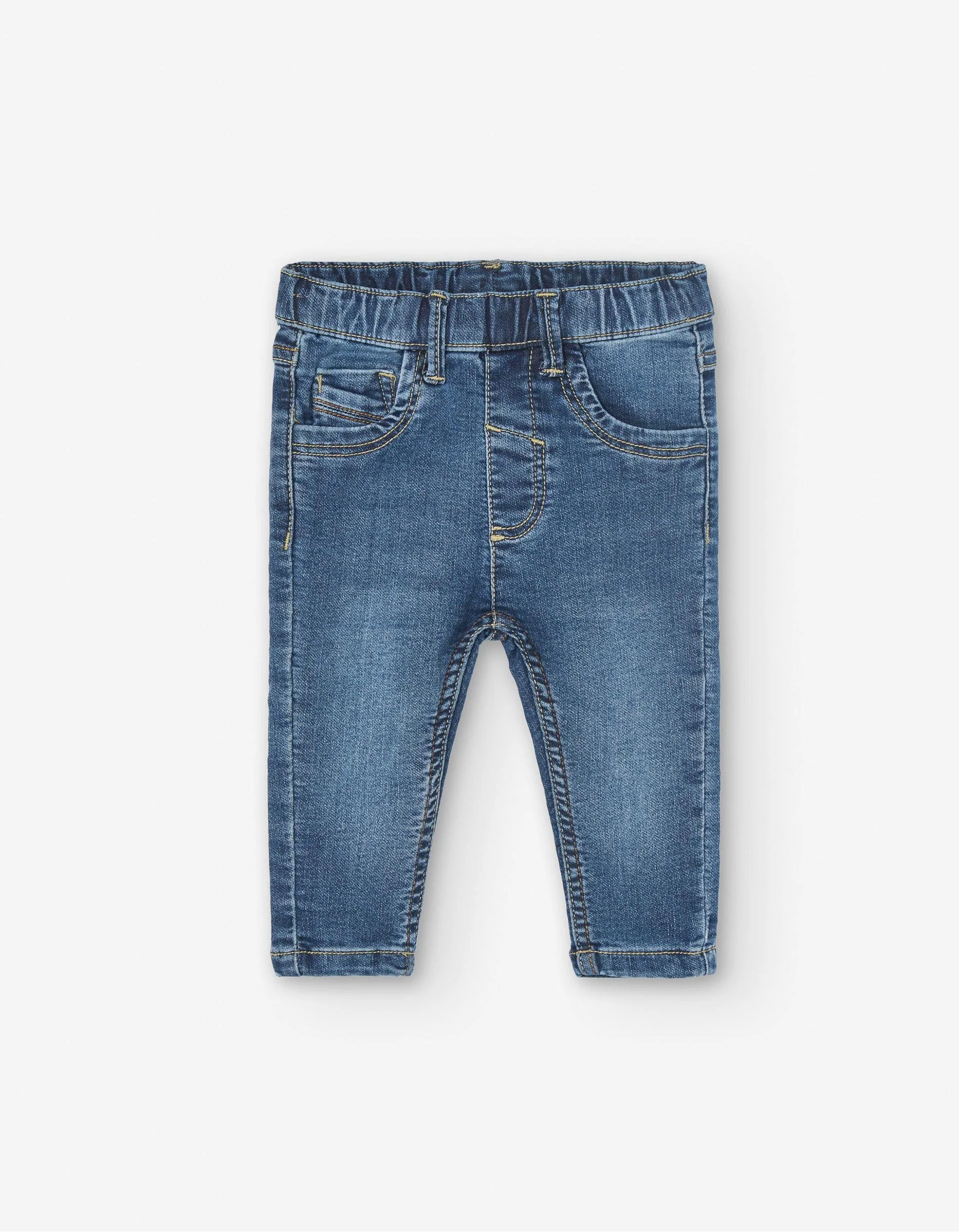 Slim fit jeans with elastic waistband for baby boys, blue