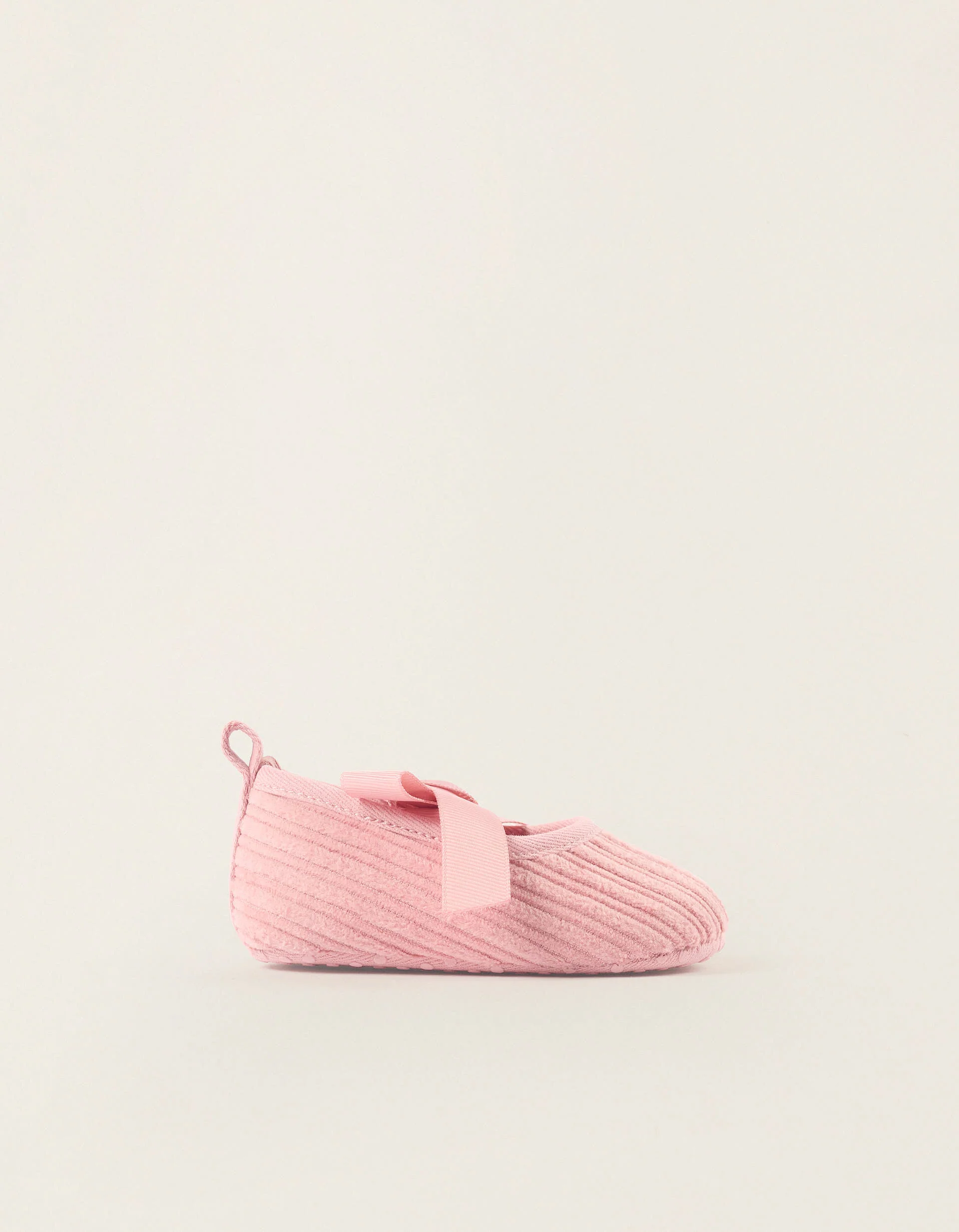 Corduroy Ballet Flats with Bow for Newborn Girls, Pink