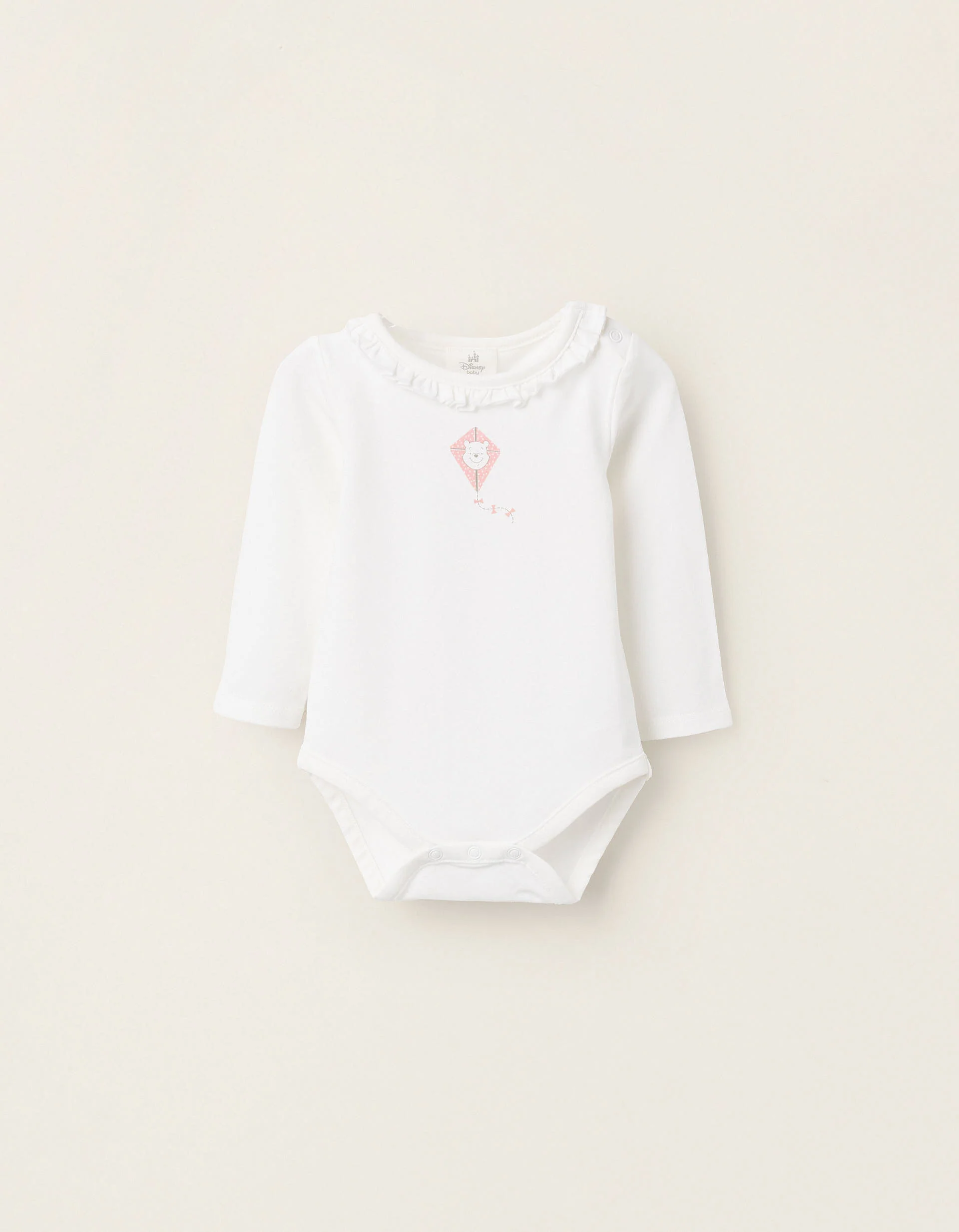 Bodysuit with Ruffle Collar for Newborn Girls 'Winnie the Pooh', White