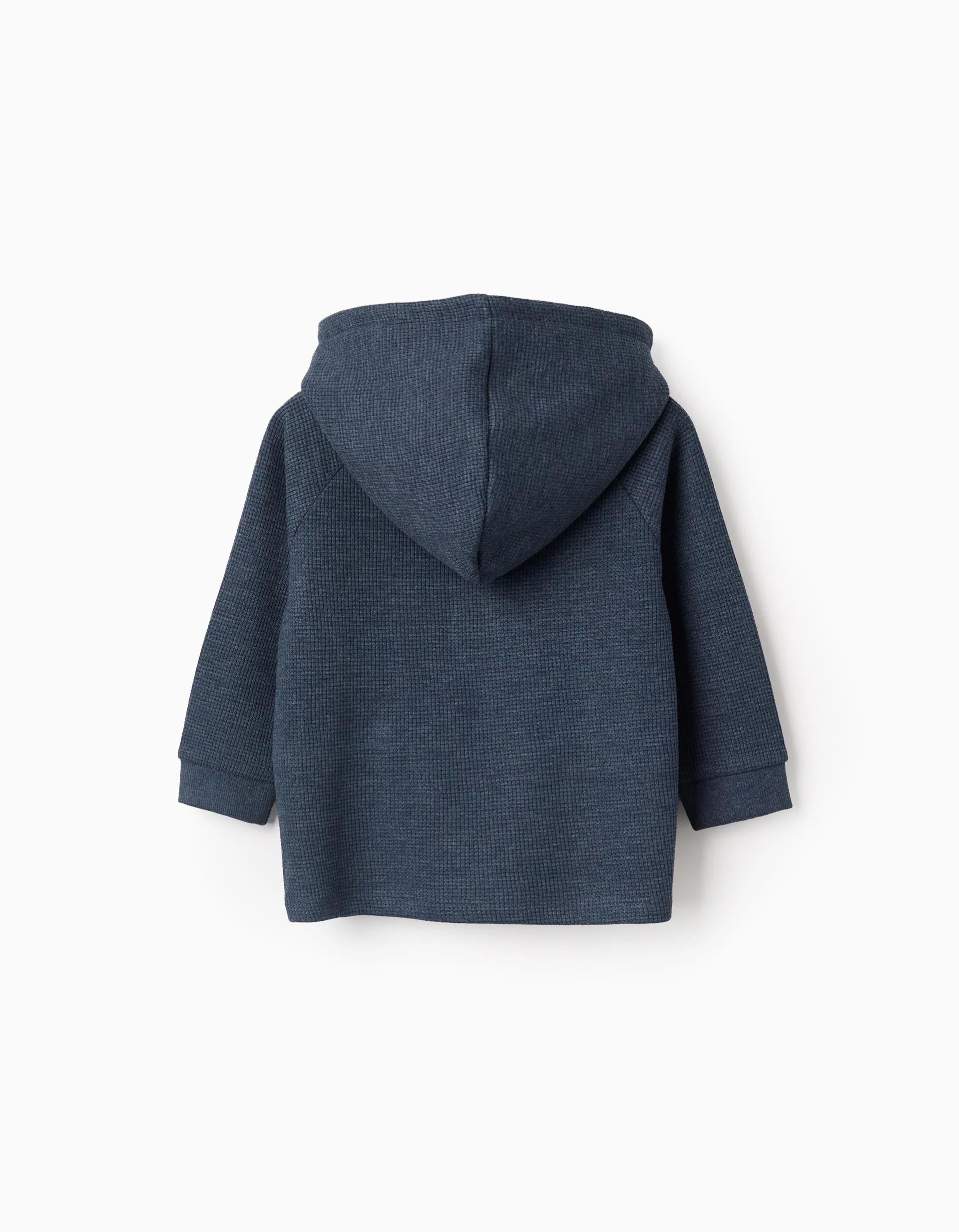 Hooded Sweatshirt with Waffle Texture for Baby Boys, Dark Blue