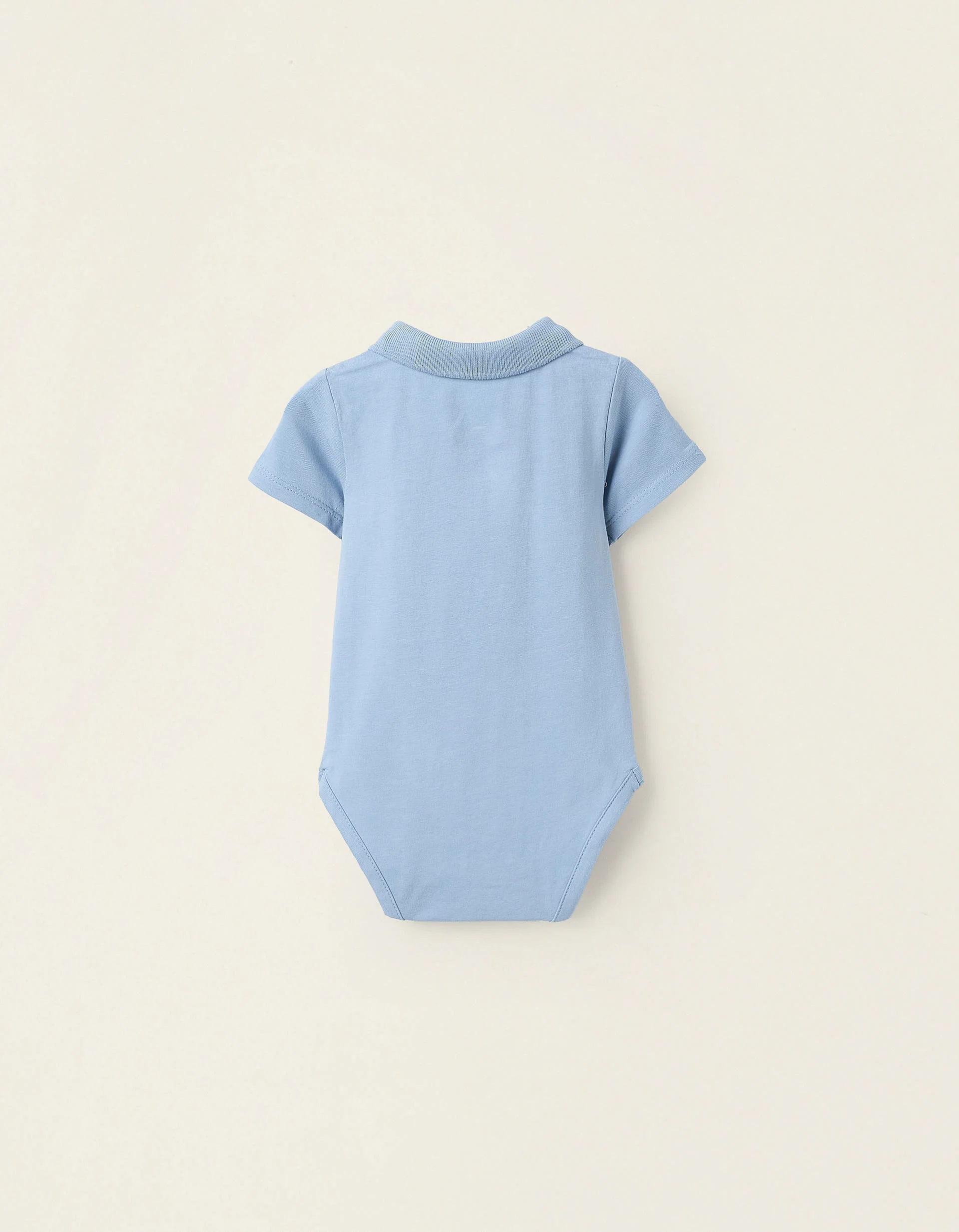 Polo-Bodysuit with Ribbed Collar for Newborns, Blue