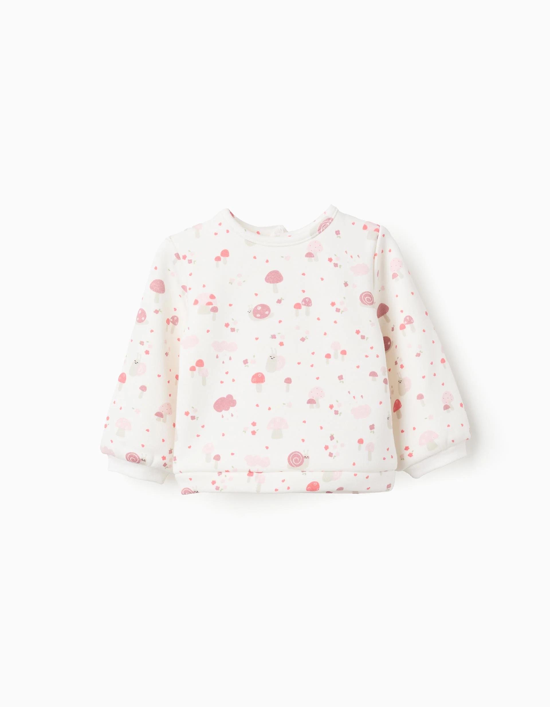 Sweatshirt with plush lining and motif for newborn girls, white