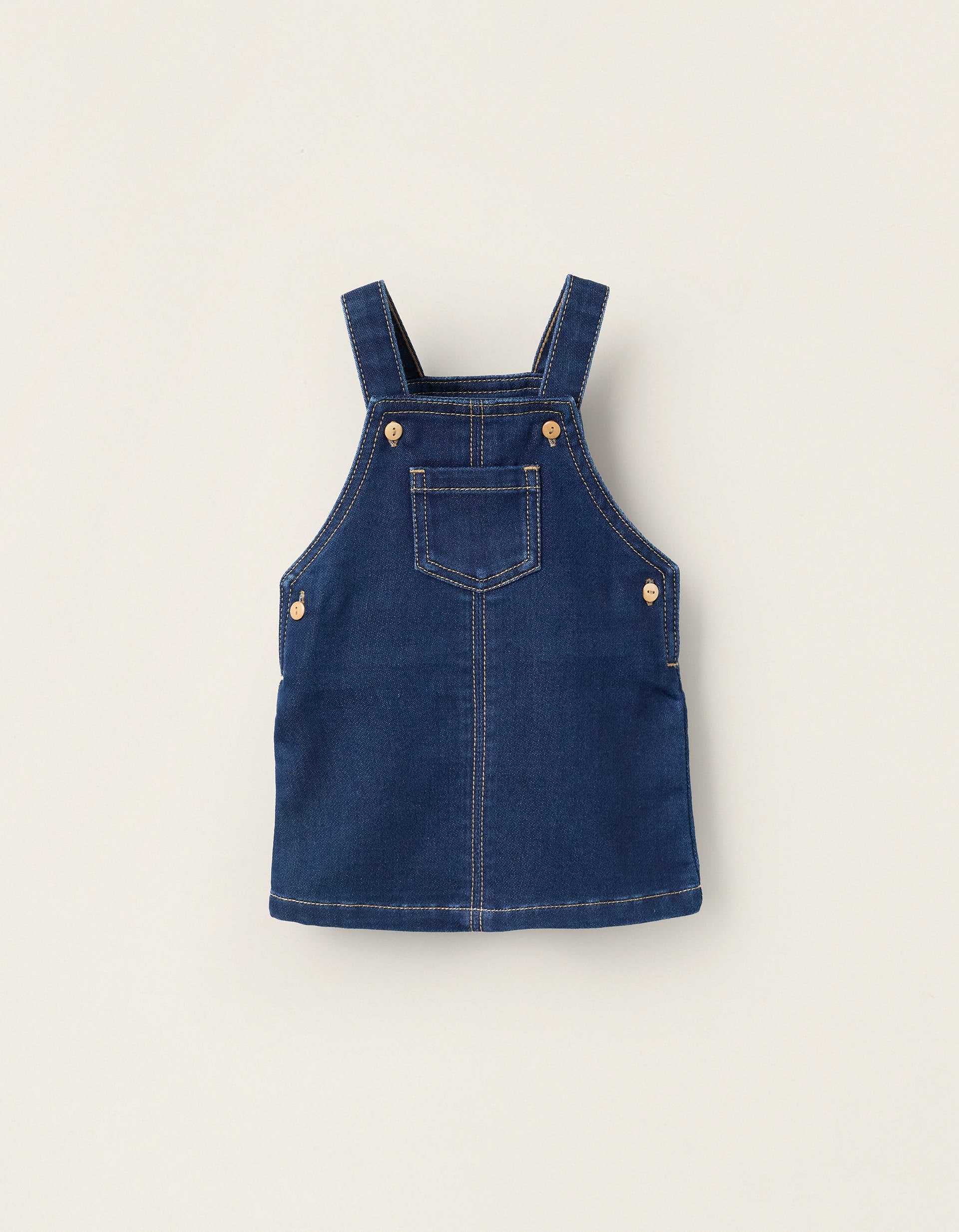 Denim Pinafore Dress for Newborns, Blue