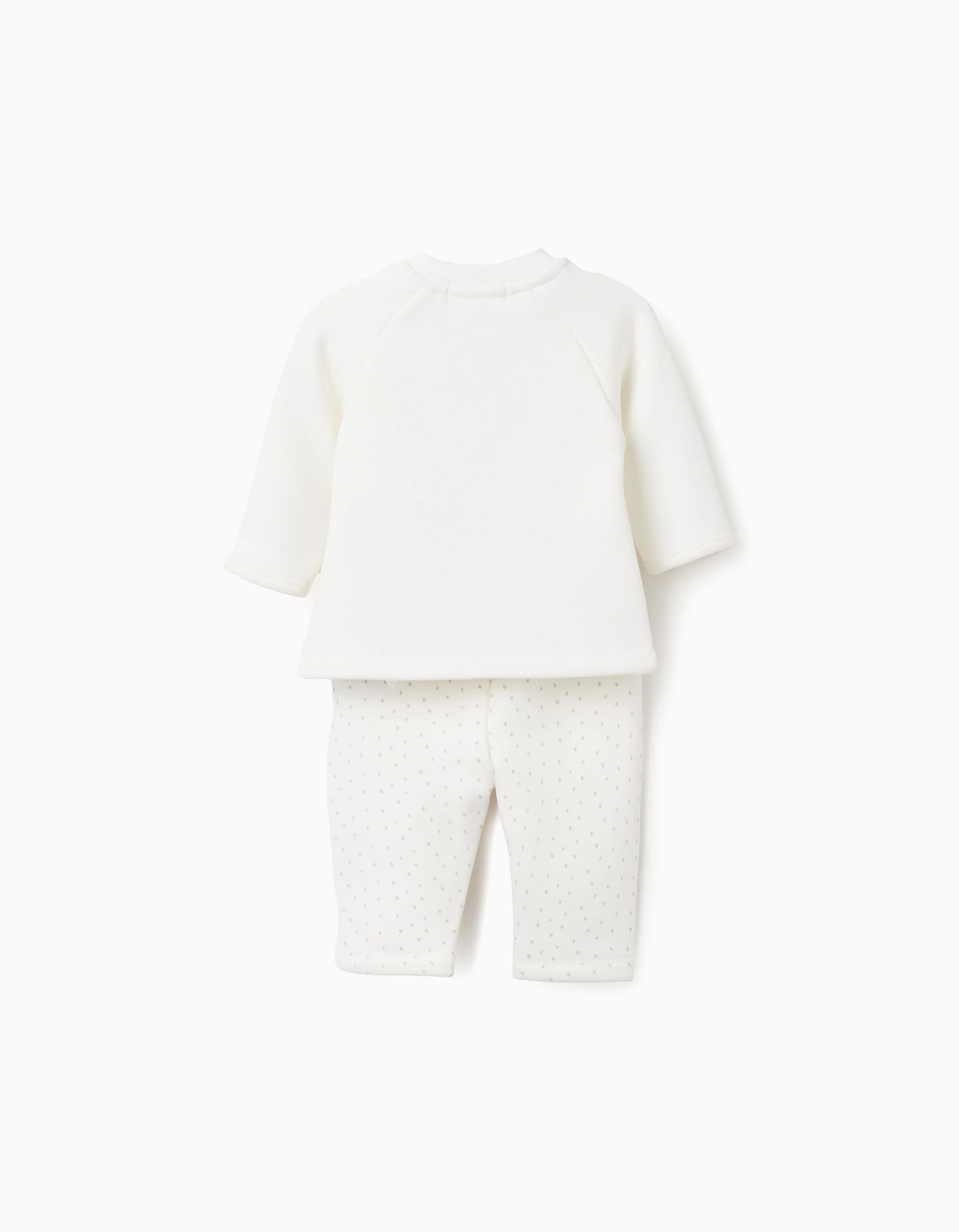 Sweatshirt + trousers set with plush lining for newborn boys, white