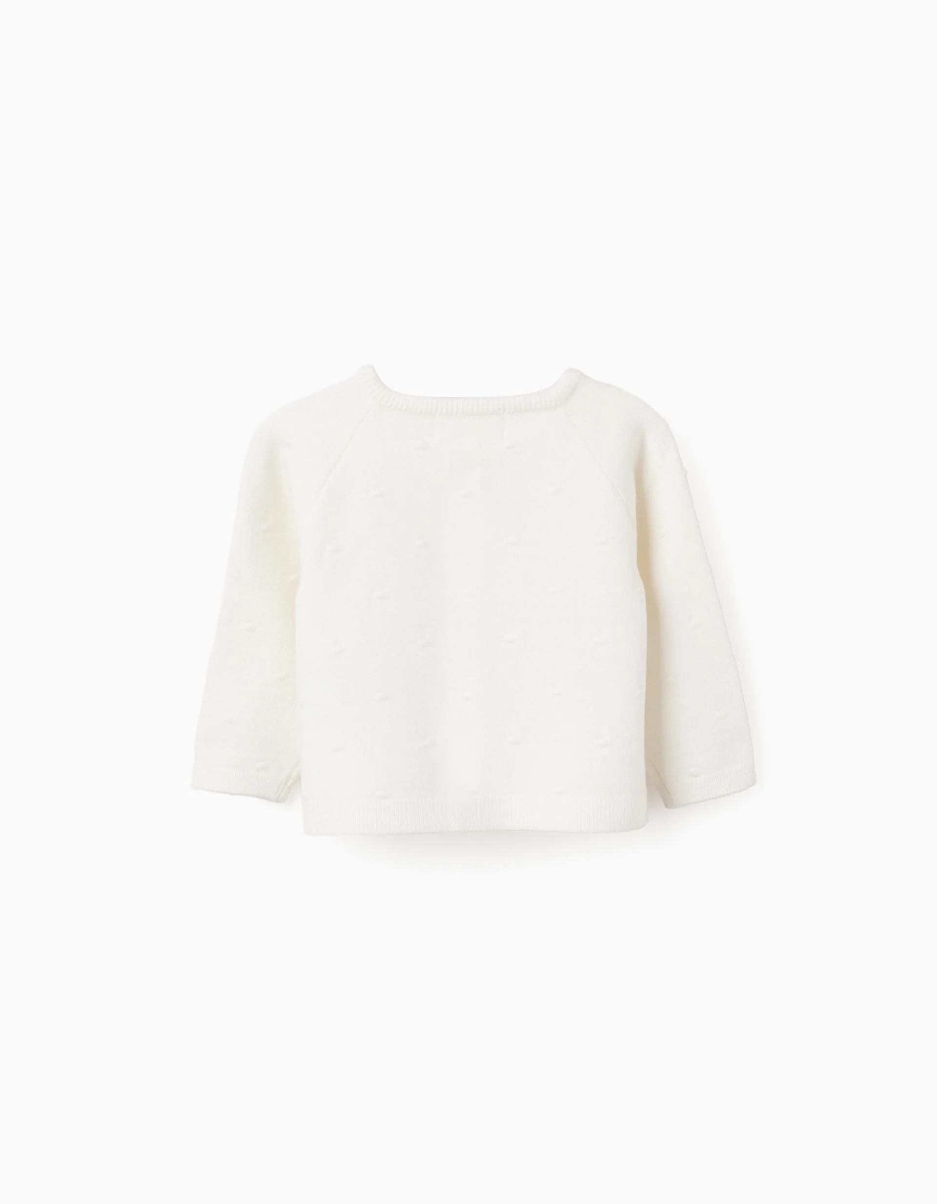 Popcorn knit cardigan for newborns, white
