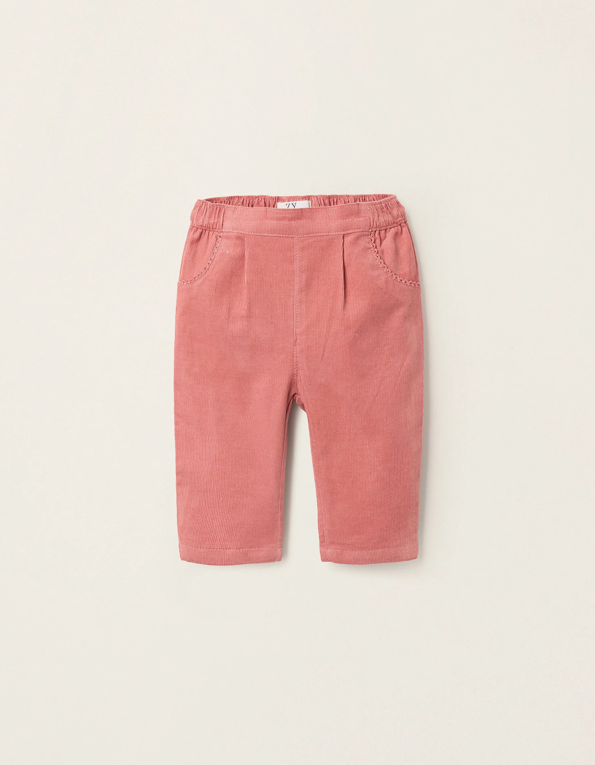 Corduroy Trousers for Newborn Girls, Coral