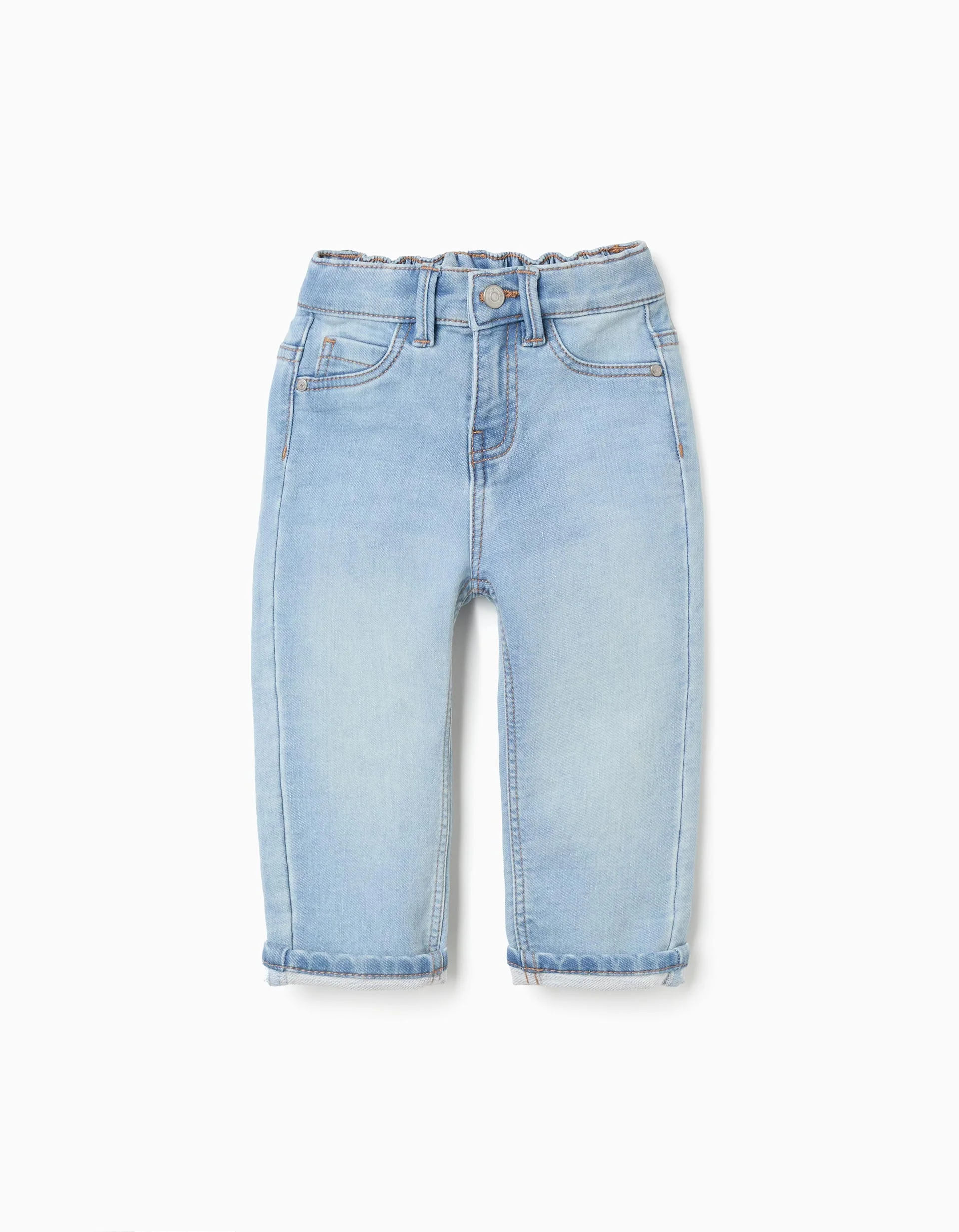 Jeans with folded hem for baby boys, light blue