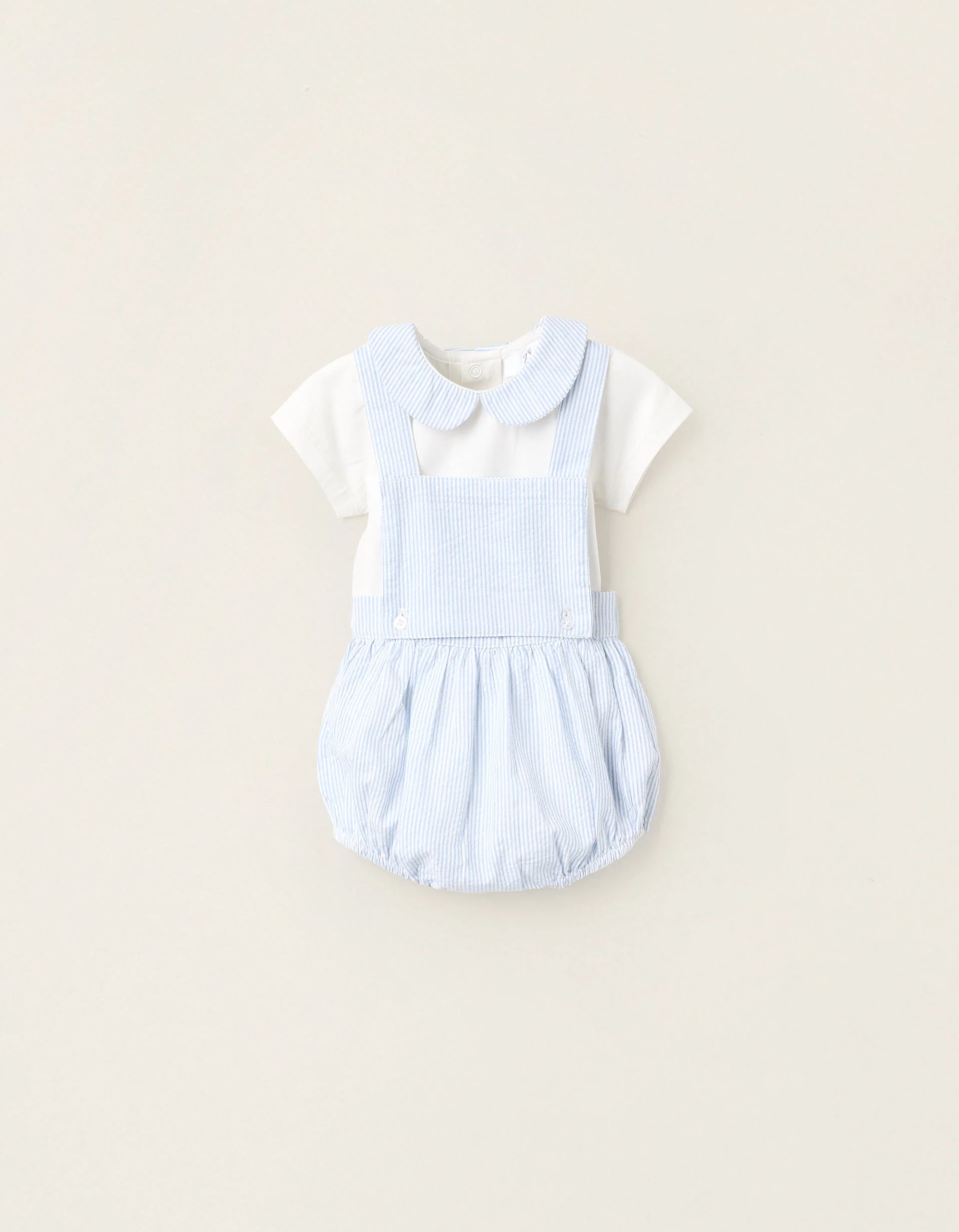 Bodysuit + Striped Jumpsuit for Newborns, White/Blue