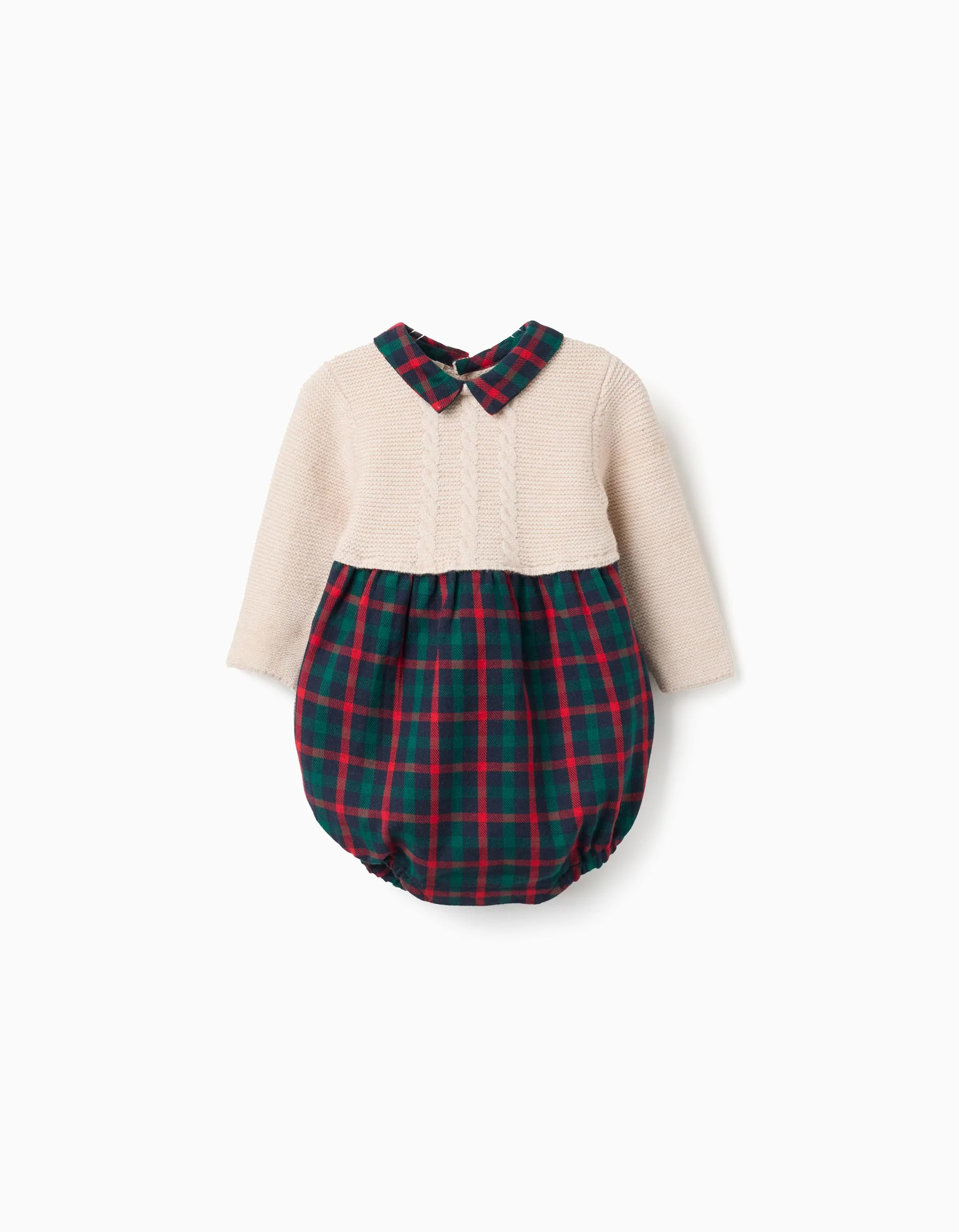 Dual-fabric jumpsuit with check pattern You&Me for newborn boys, multicolour