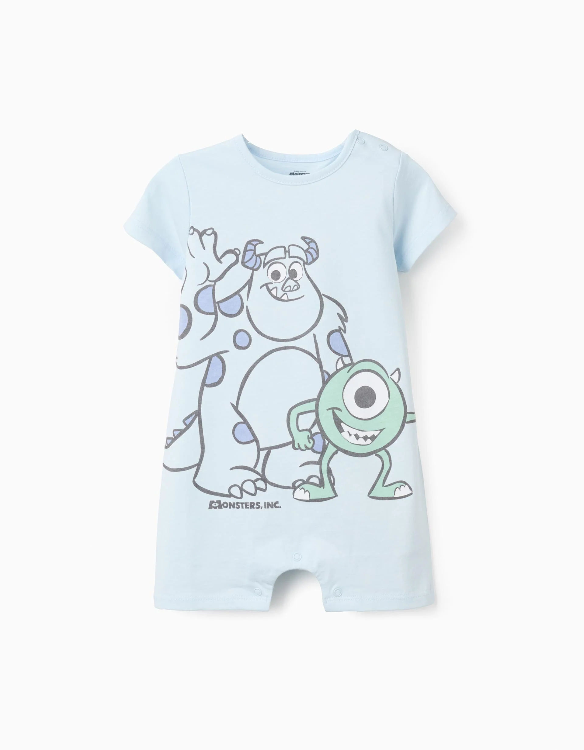 Cotton Romper-Pyjamas for Babies 'Monsters', Light Blue