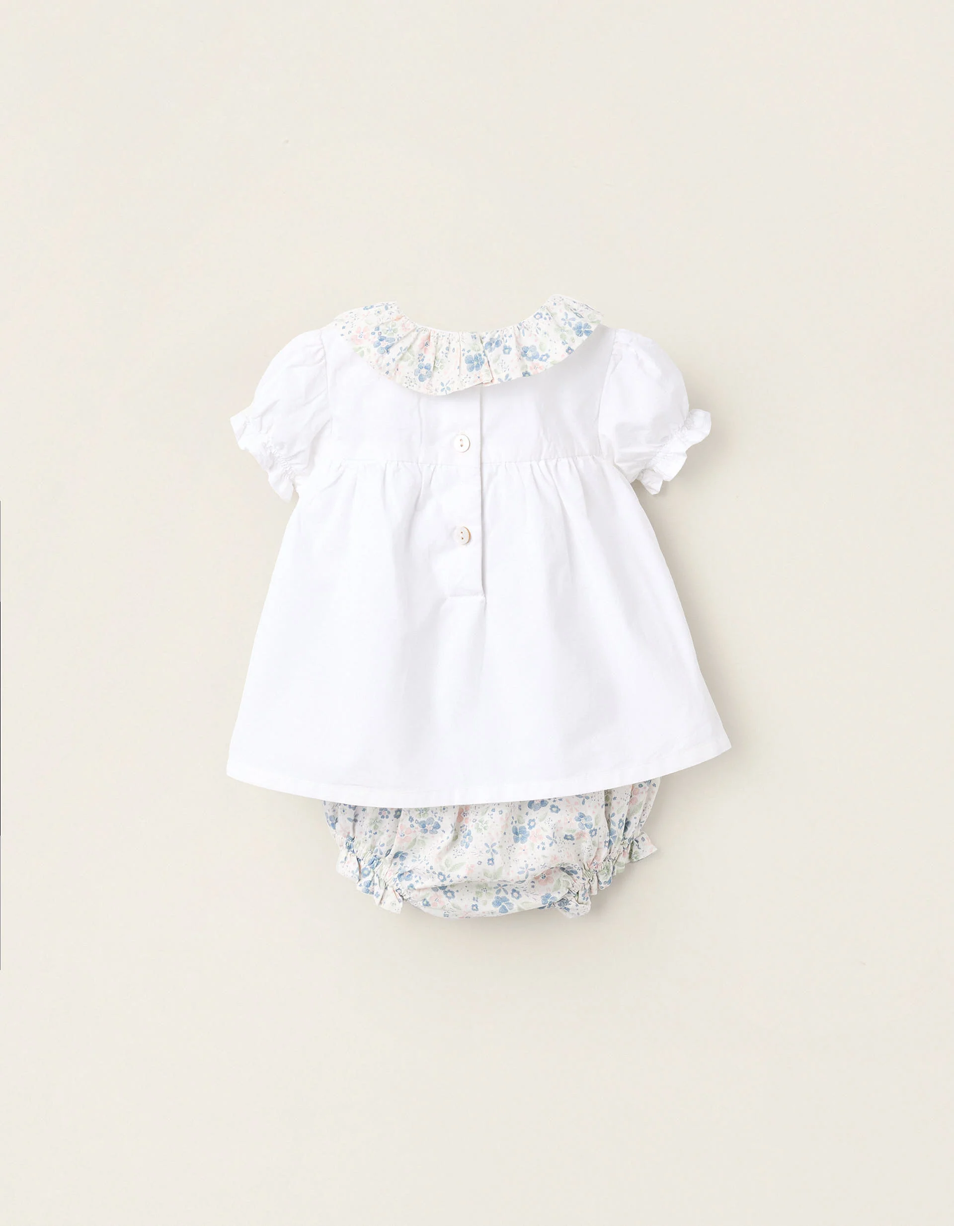 Bodysuit-Blouse + Bloomers for Newborn Girls, White/Blue/Pink