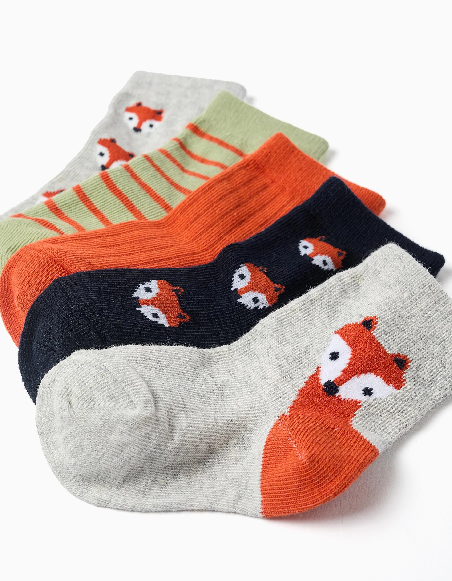 Pack of 5 Pairs of Socks for Boys 'Fox', Multicolour