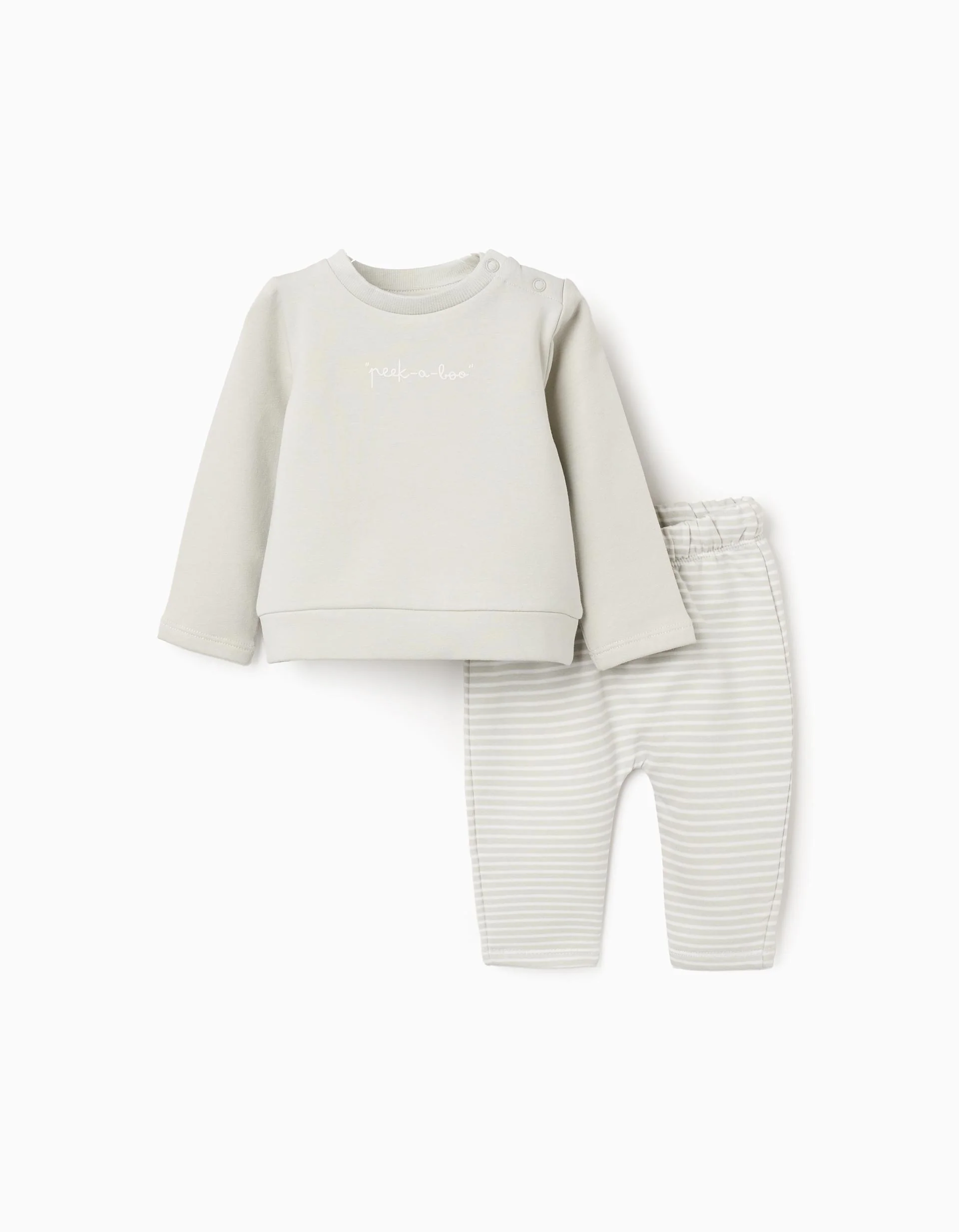 Brushed sweatshirt + trousers set for newborn boys, light green