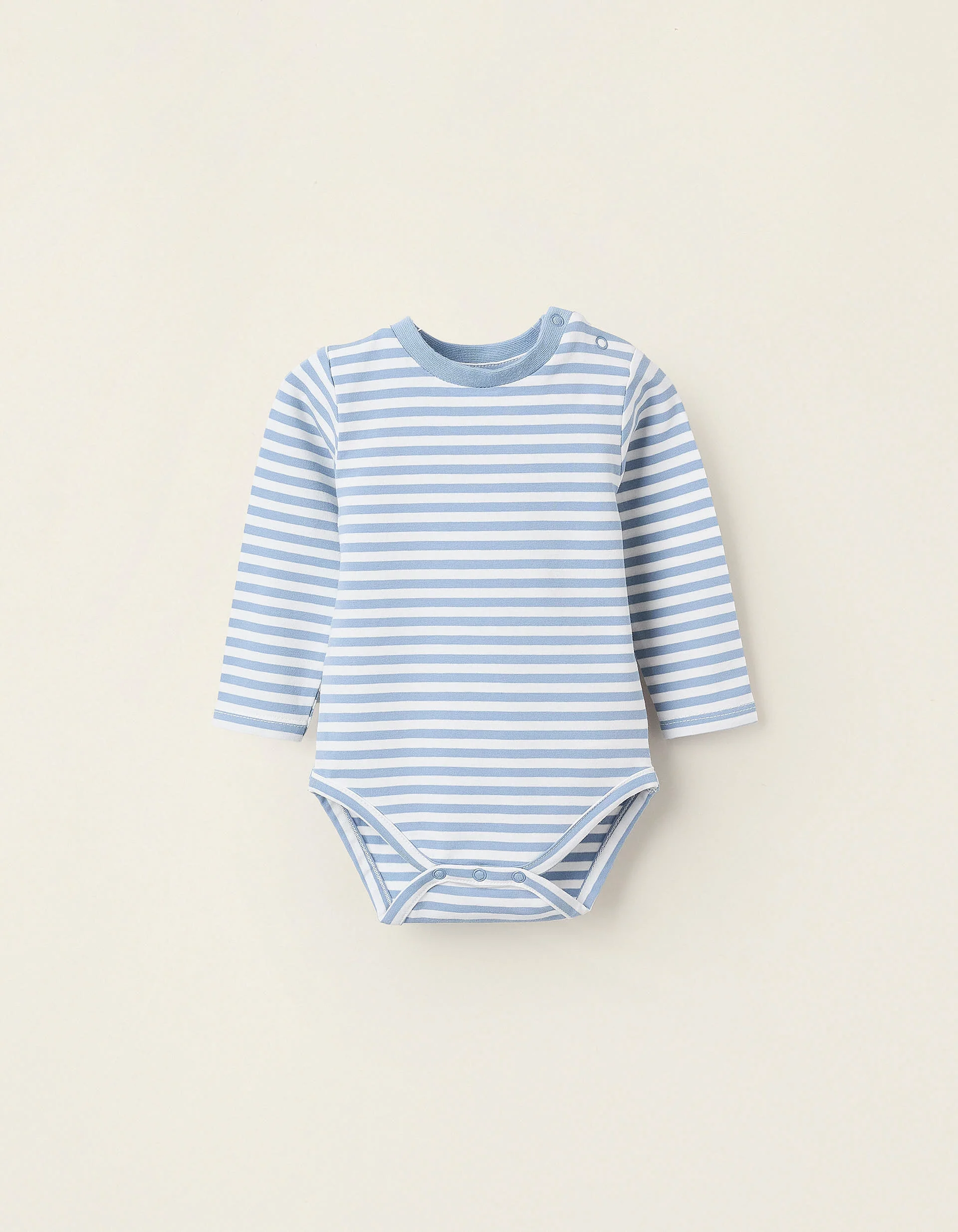 Striped Long Sleeve Bodysuit for Newborns, White/Blue
