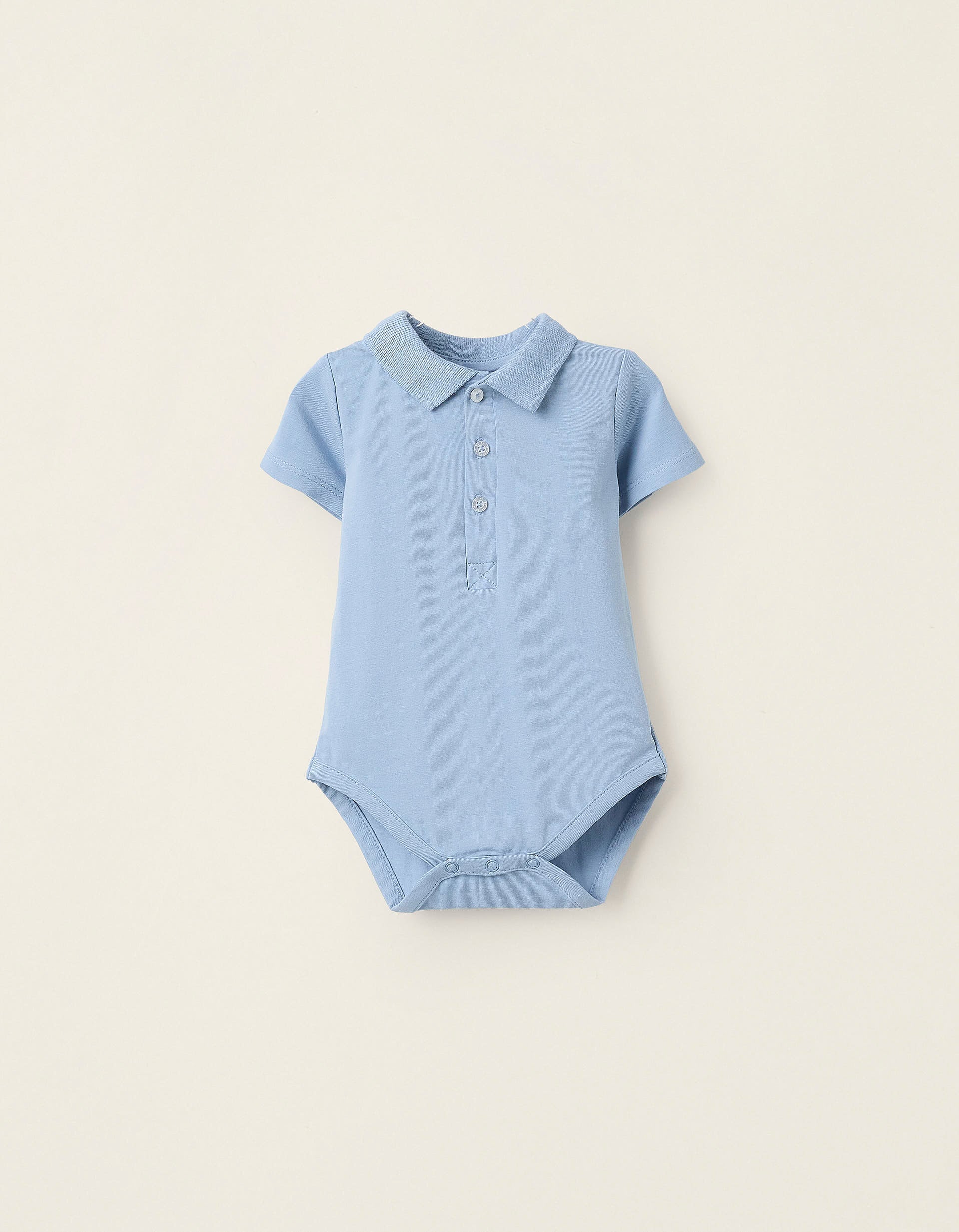 Polo-Bodysuit with Ribbed Collar for Newborns, Blue