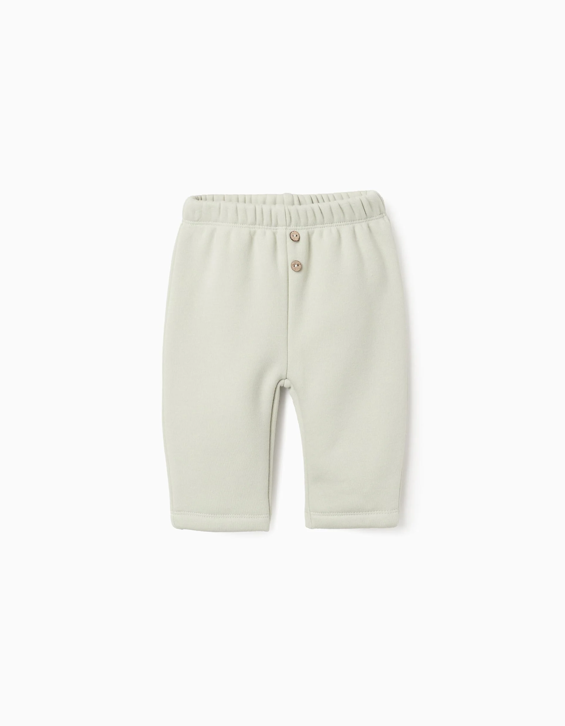 Trousers with plush lining for newborn boys, light green