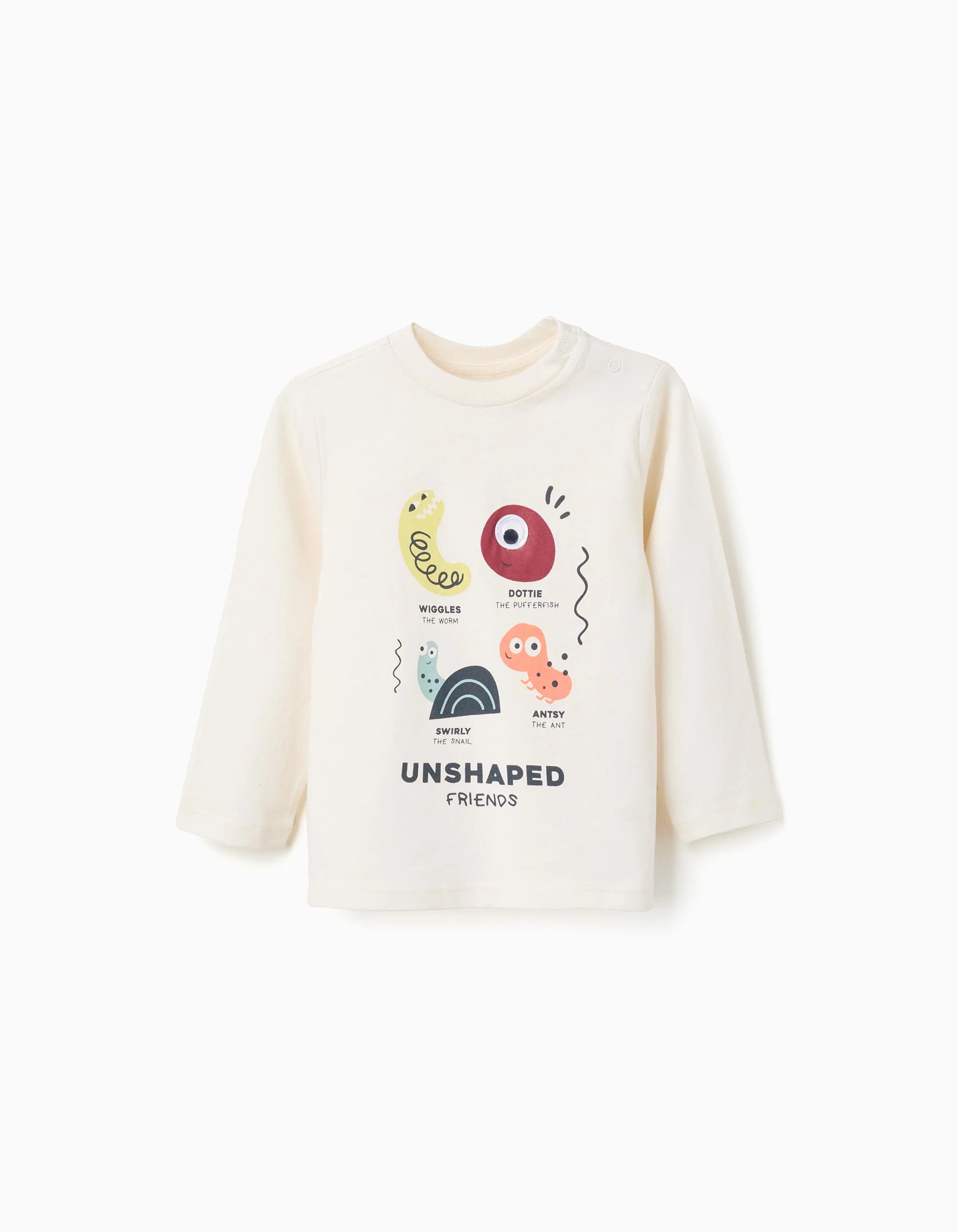 Long Sleeve Cotton T-shirt 'Bugs' for Baby Boys, White