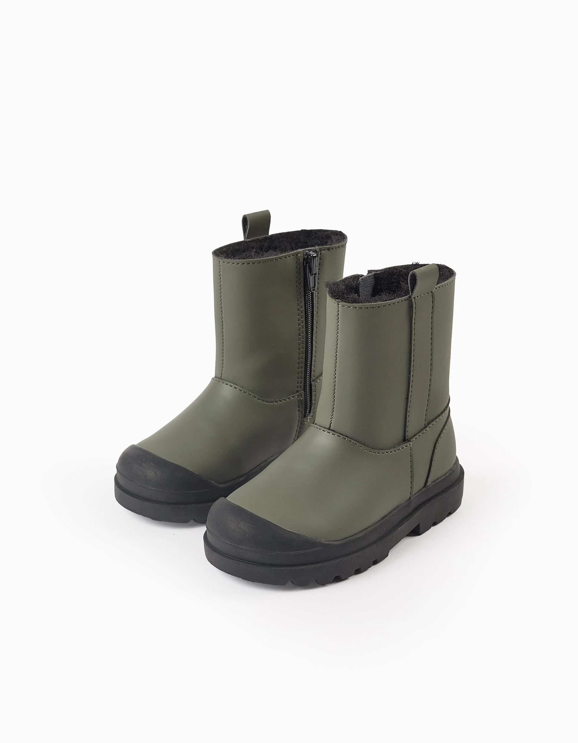 Waterproof Boots with Faux Fur Lining for Baby Boys, Green/Black
