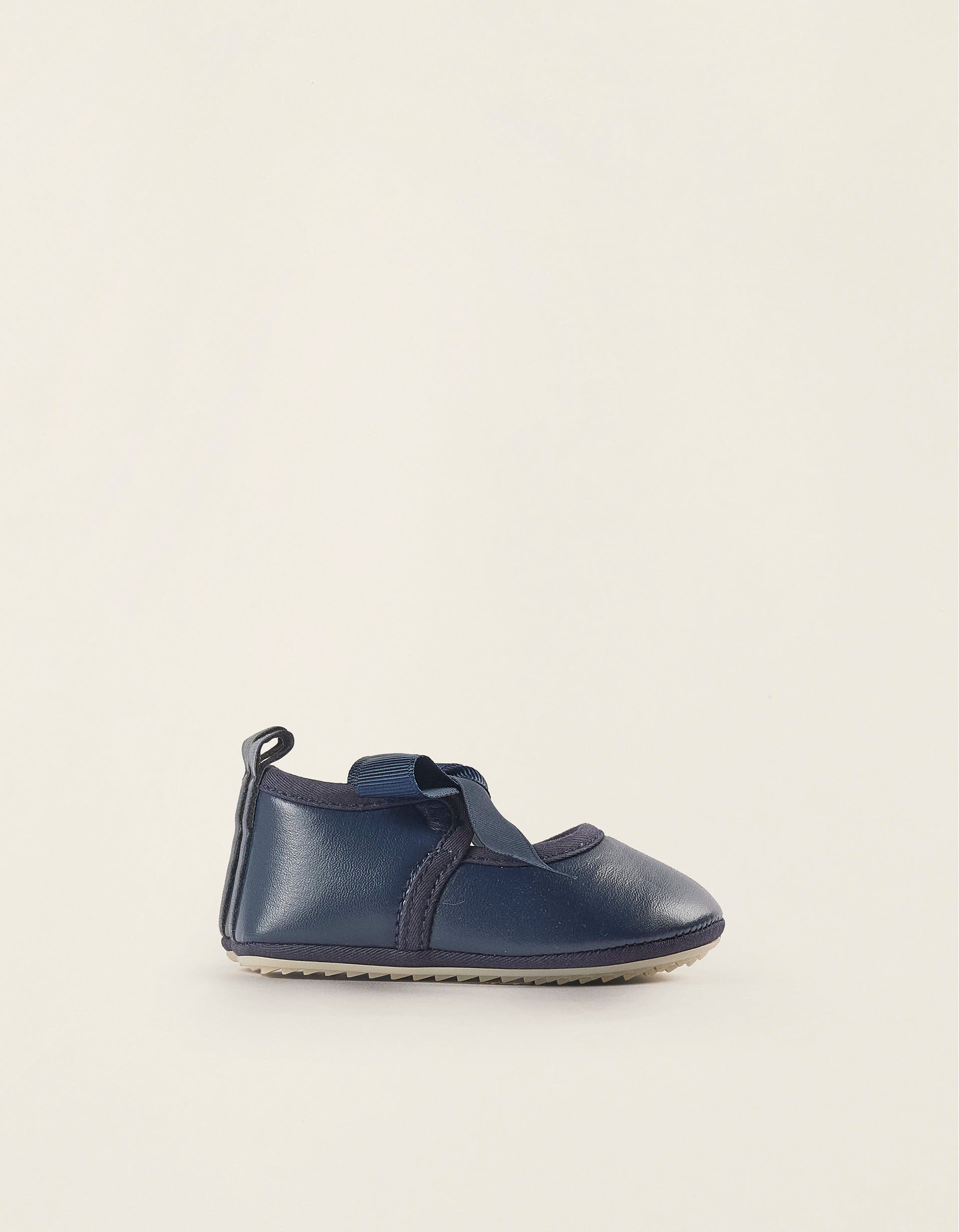 Satin Bow Ballerina Flats for Newborn Girls, Dark Blue