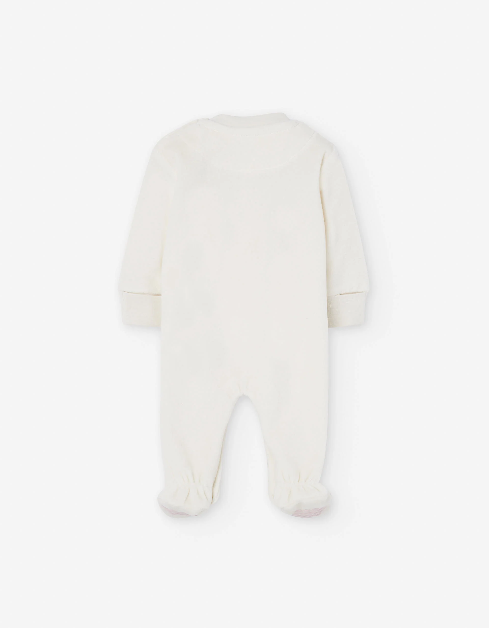 Velvet babygrow with forest elements print for newborn girls, white