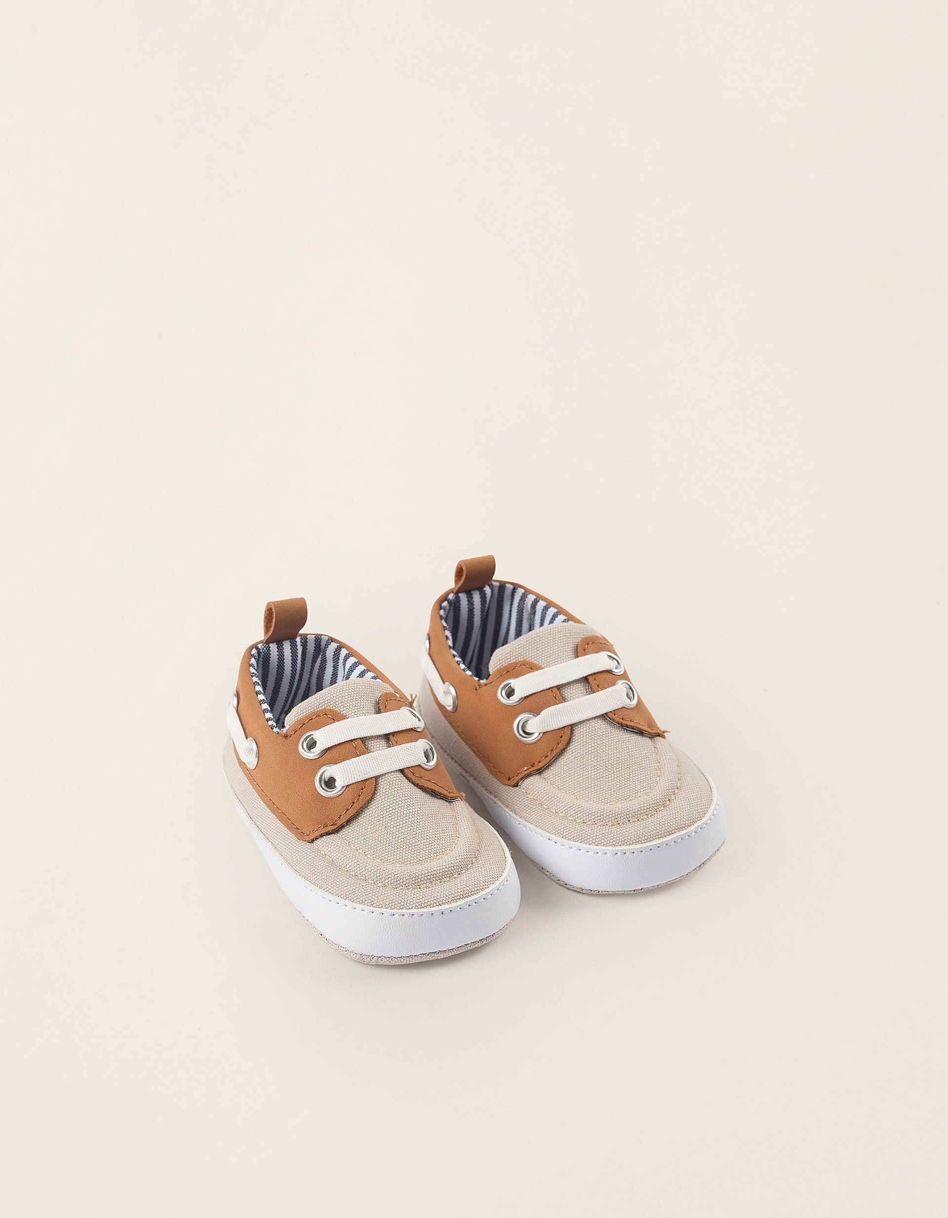 Deck Shoes for Newborns, Beige/Camel